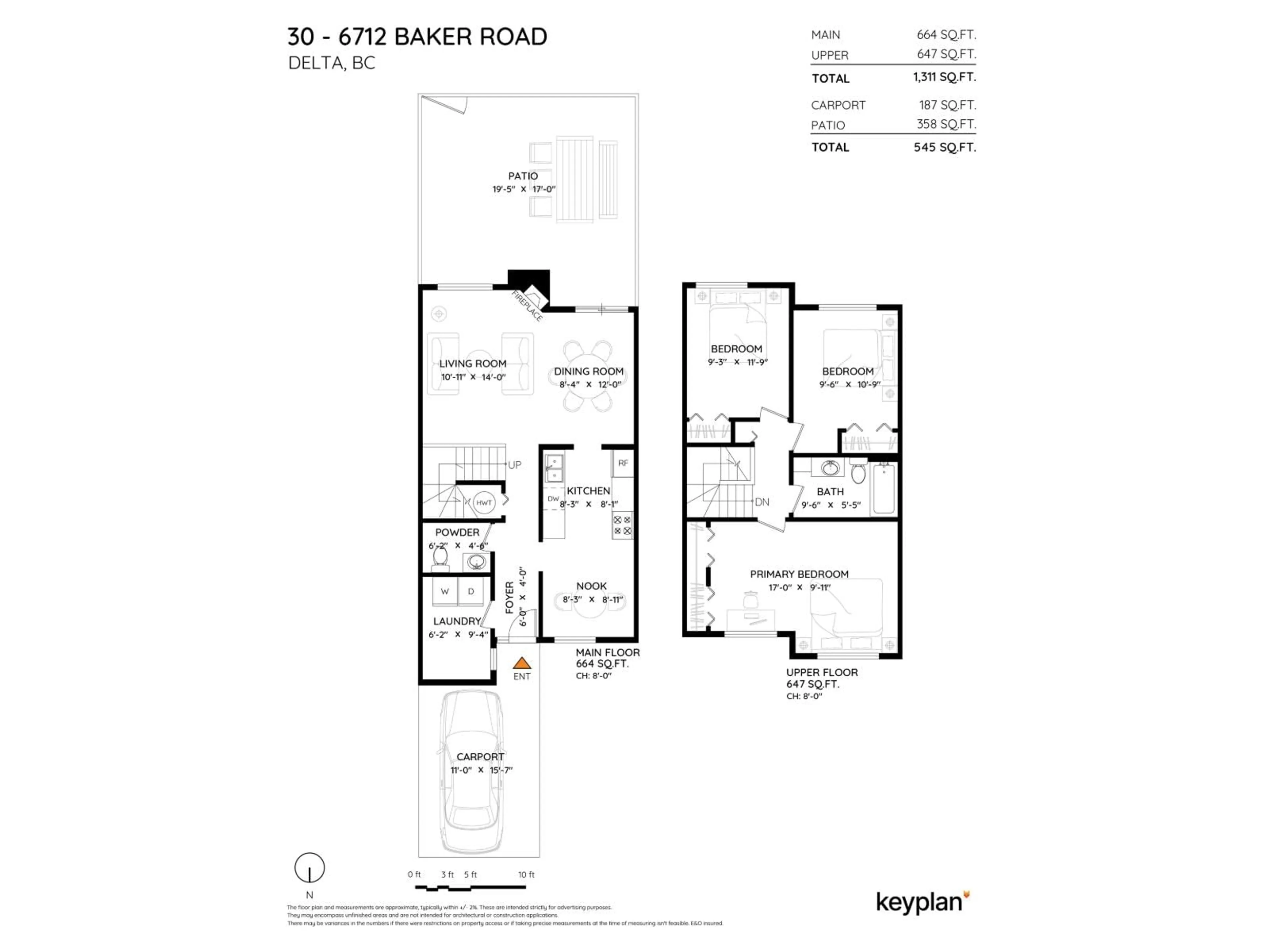 Floor plan for 30 - 6712 BAKER ROAD, Delta British Columbia V4E2V3