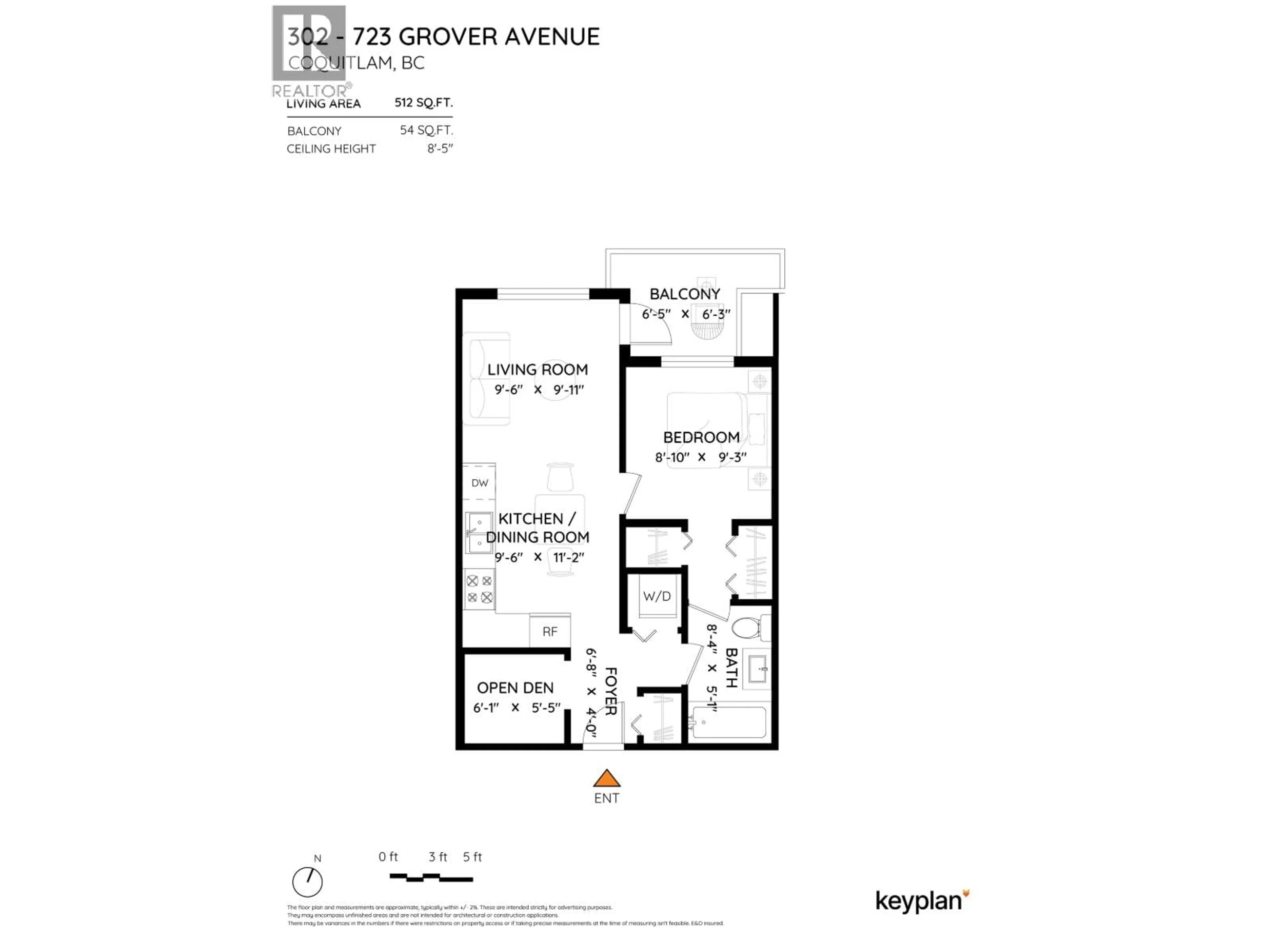 Floor plan for 302 - 723 GROVER AVENUE, Coquitlam British Columbia V3J0L9