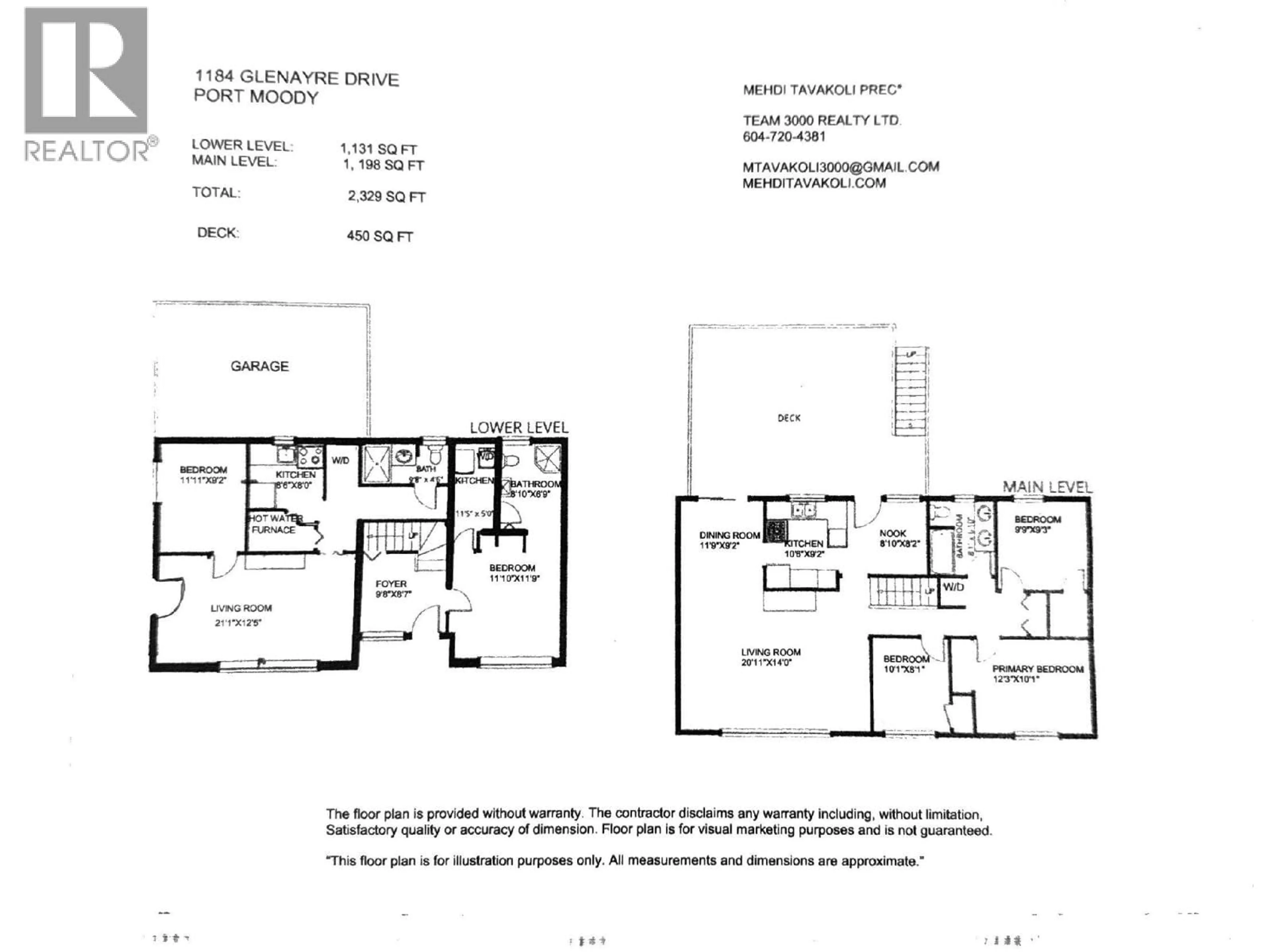 Floor plan for 1184 GLENAYRE DRIVE, Port Moody British Columbia V3H1J7
