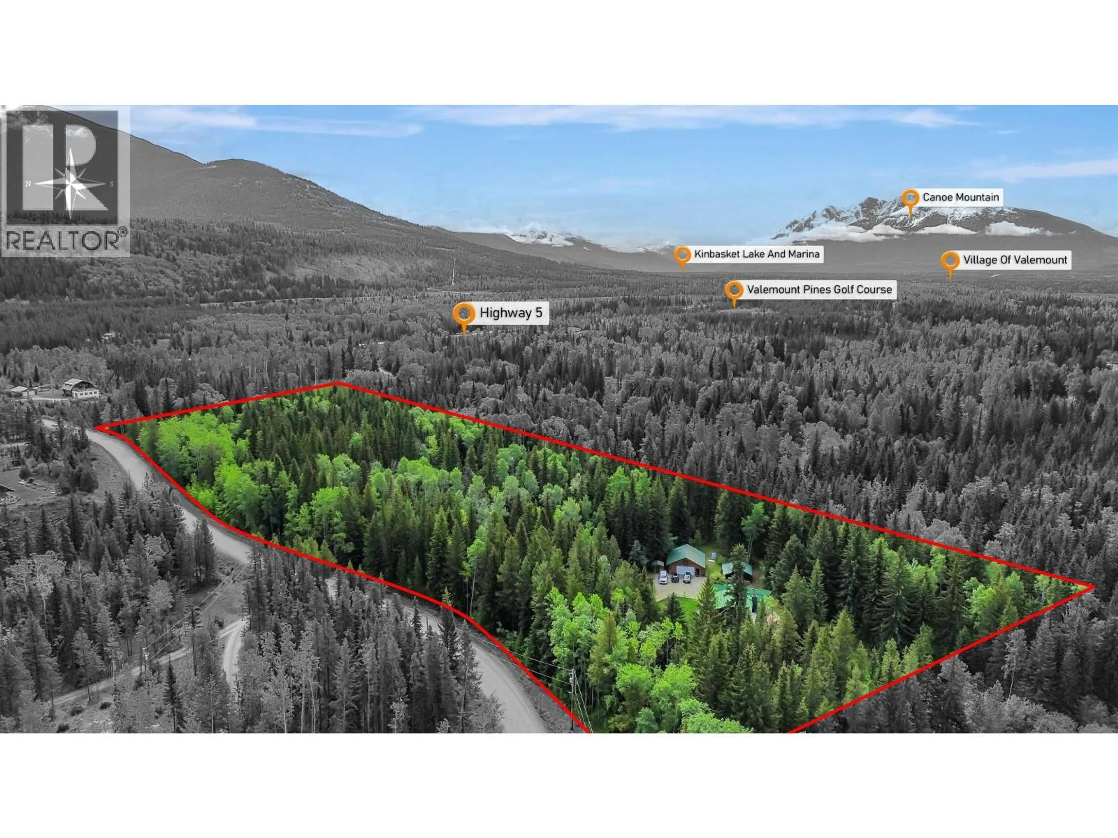 A pic from outside/outdoor area/front of a property/back of a property/a pic from drone, forest/trees view for 3535 CROOKED CREEK ROAD, Valemount British Columbia V0E2Z0