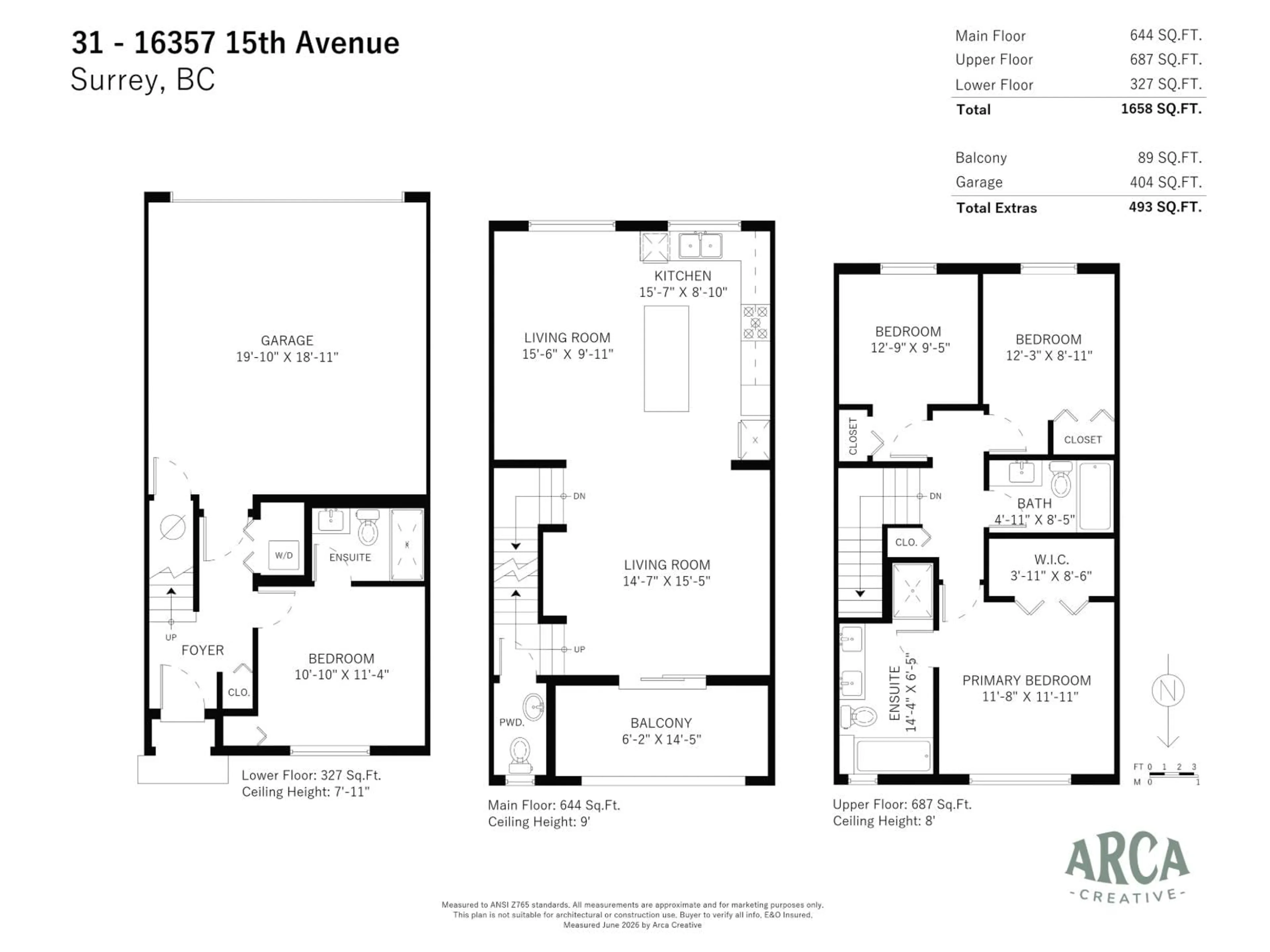 Floor plan for 31 - 16357 15 AVENUE, Surrey British Columbia V4A0C2