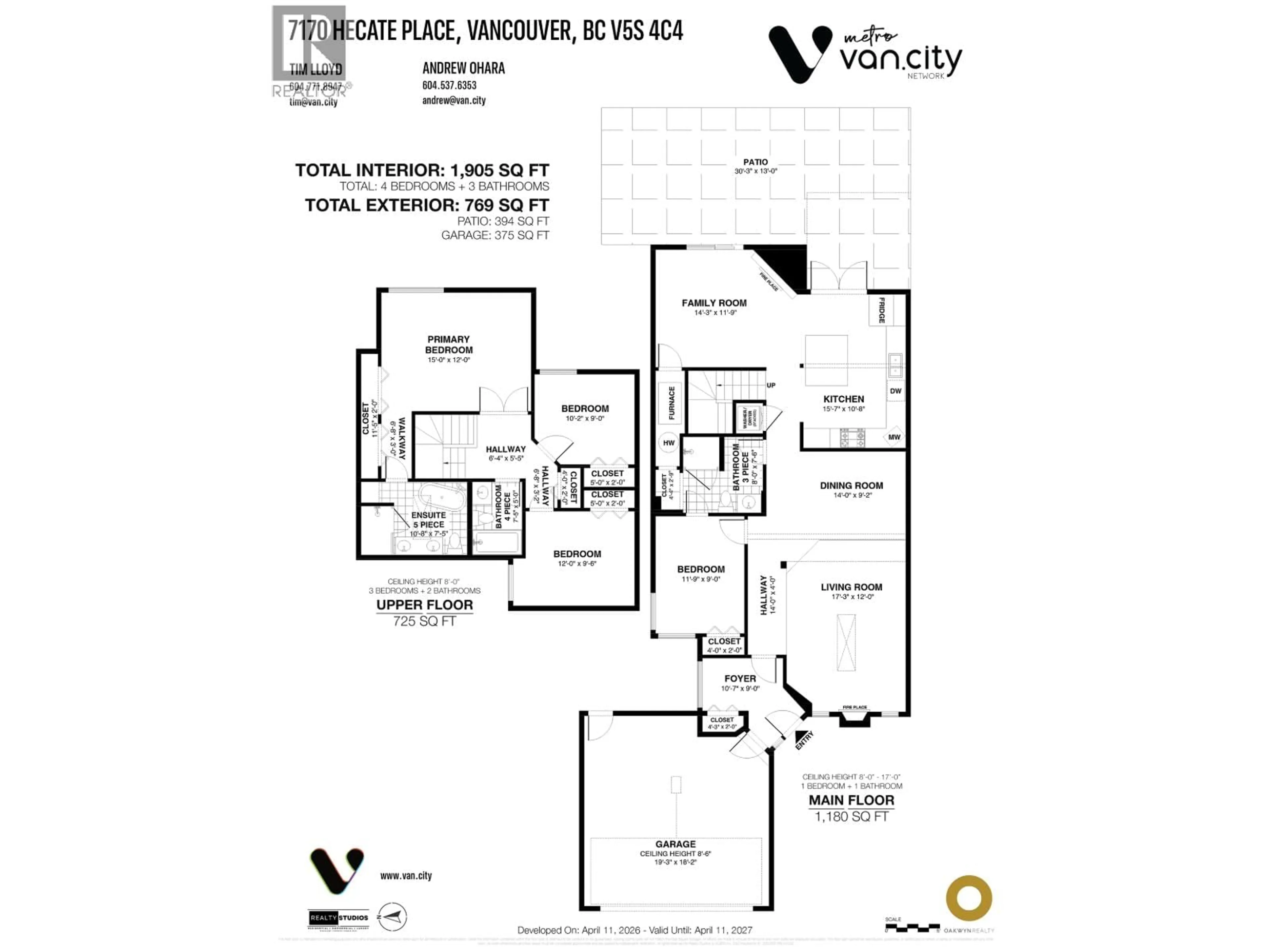 Floor plan for 7170 HECATE PLACE, Vancouver British Columbia V5S4C4