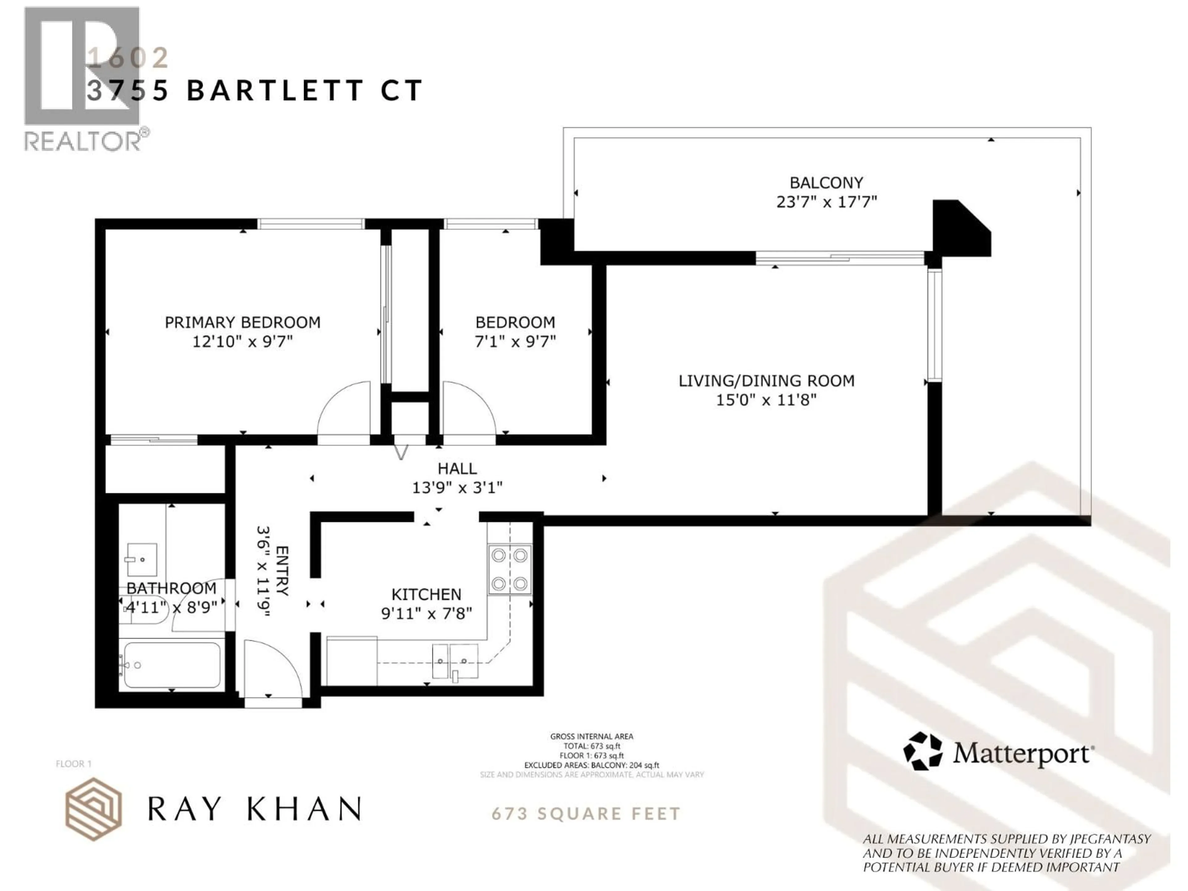 Floor plan for 1602 - 3755 BARTLETT COURT, Burnaby British Columbia V3J7G7