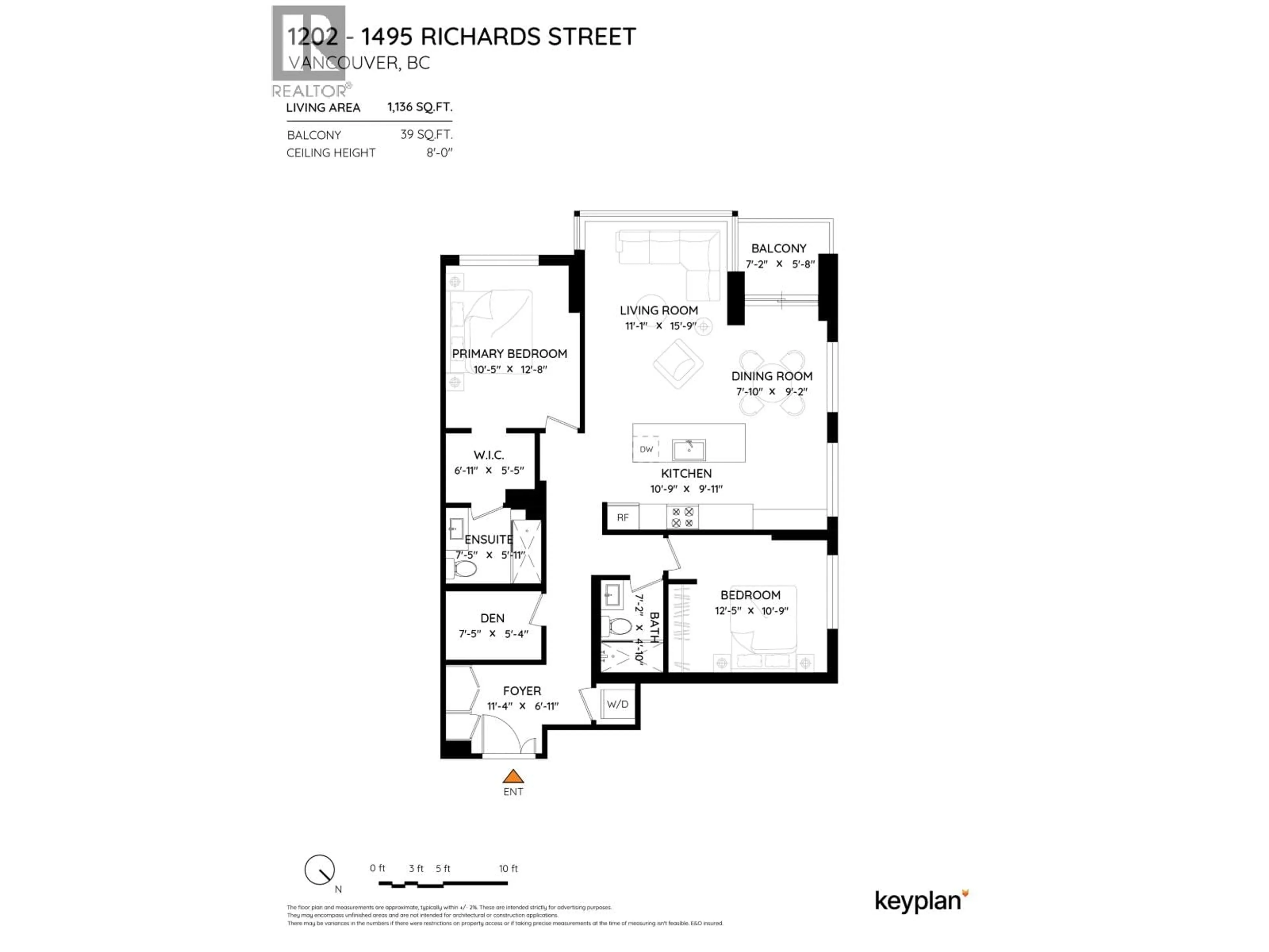 Floor plan for 1202 - 1495 RICHARDS STREET, Vancouver British Columbia V6Z3E3