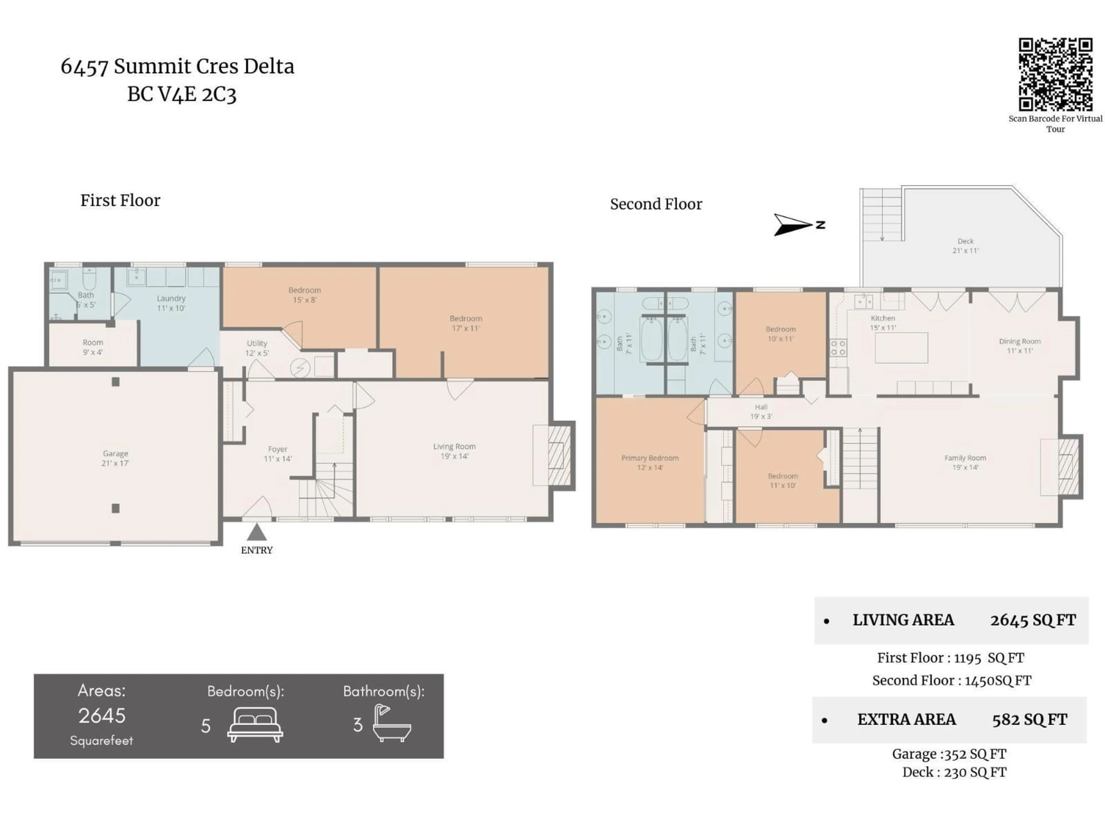 Floor plan for 6457 SUMMIT CRESCENT, Delta British Columbia V4E2C3