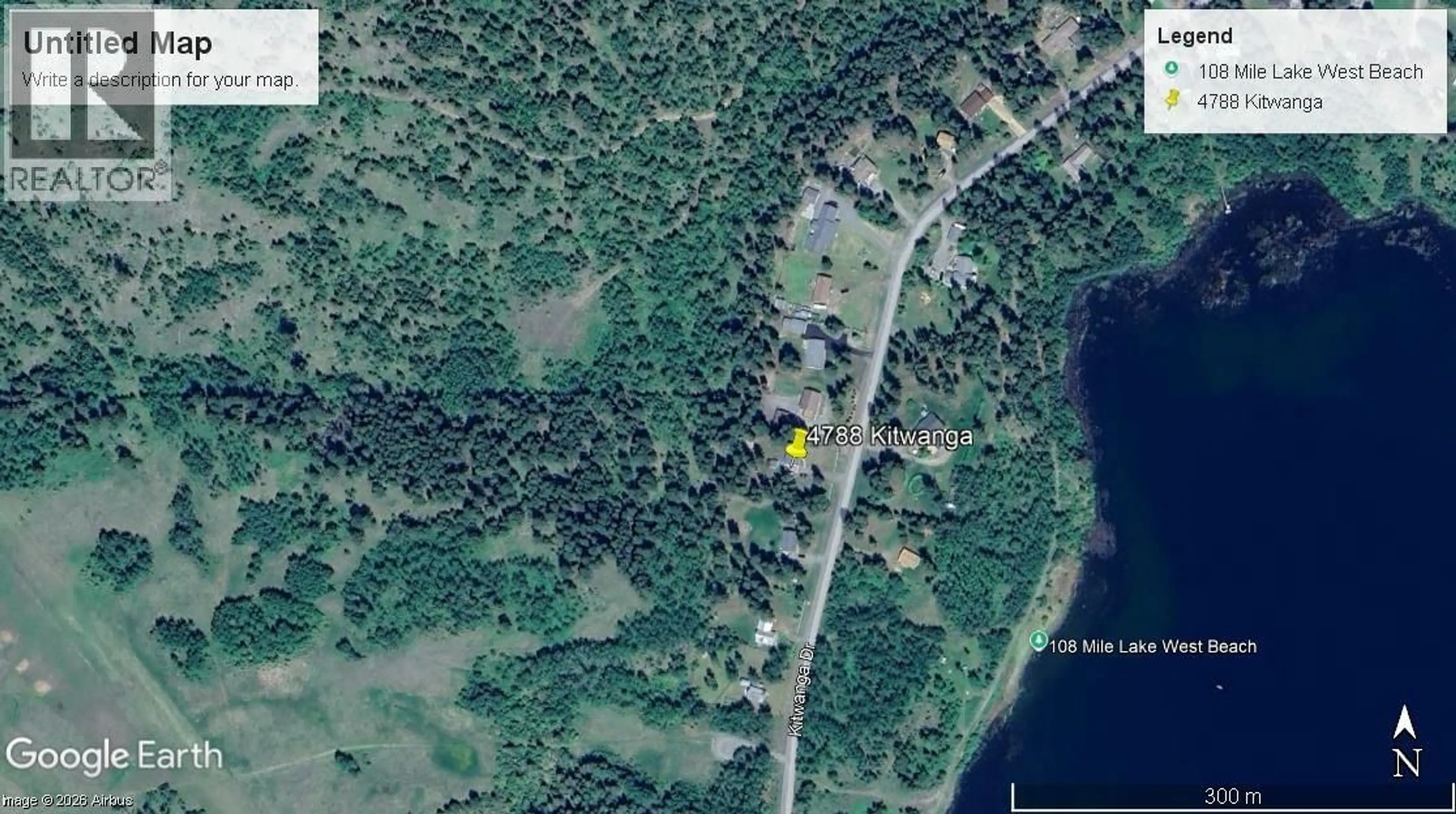 A pic from outside/outdoor area/front of a property/back of a property/a pic from drone, forest/trees view for 4788 KITWANGA DRIVE, 108 Mile Ranch British Columbia V0K2Z0