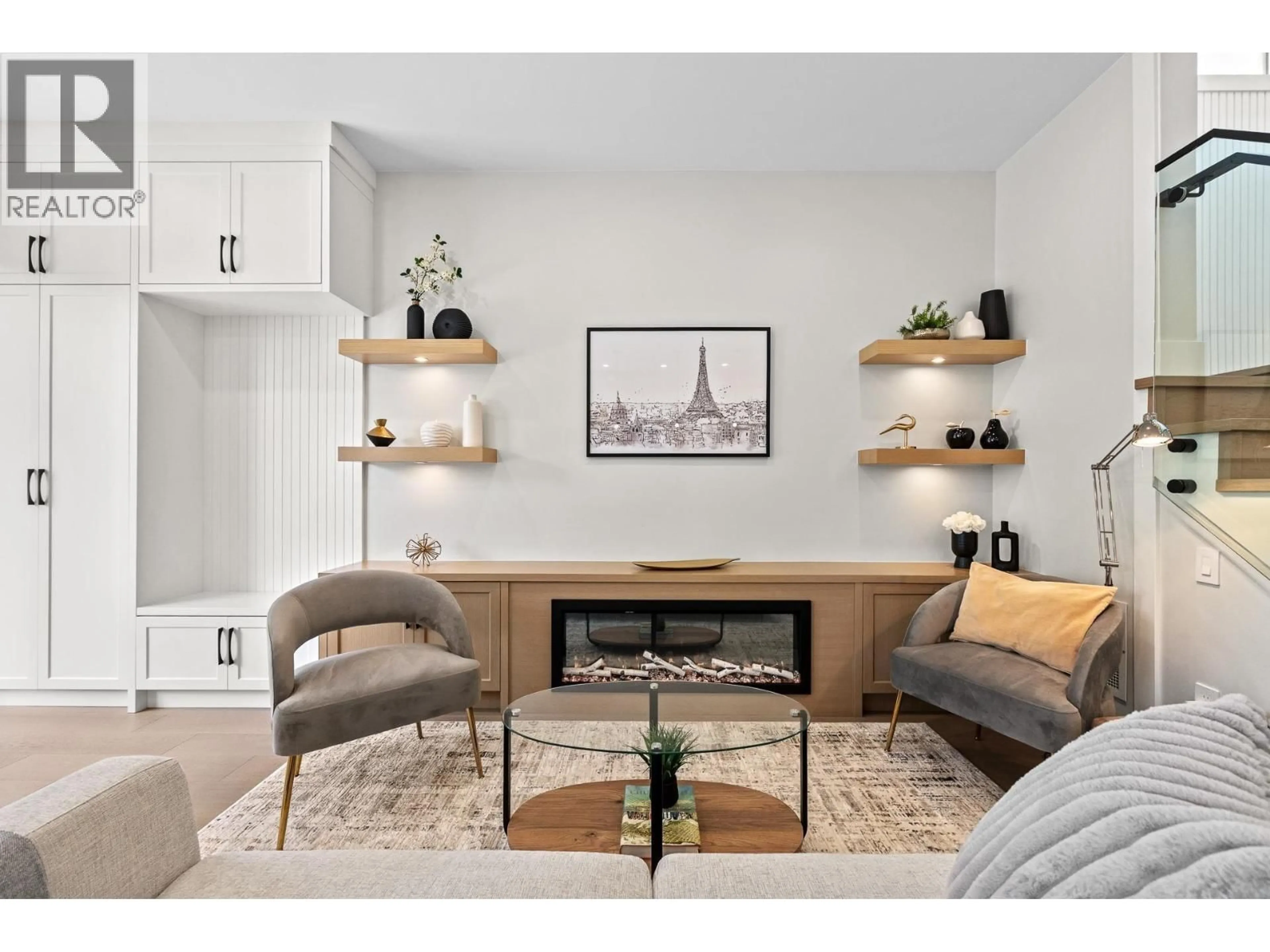 Living room with furniture, wood/laminate floor for 1 - 8578 CARTIER STREET, Vancouver British Columbia V6P4T8