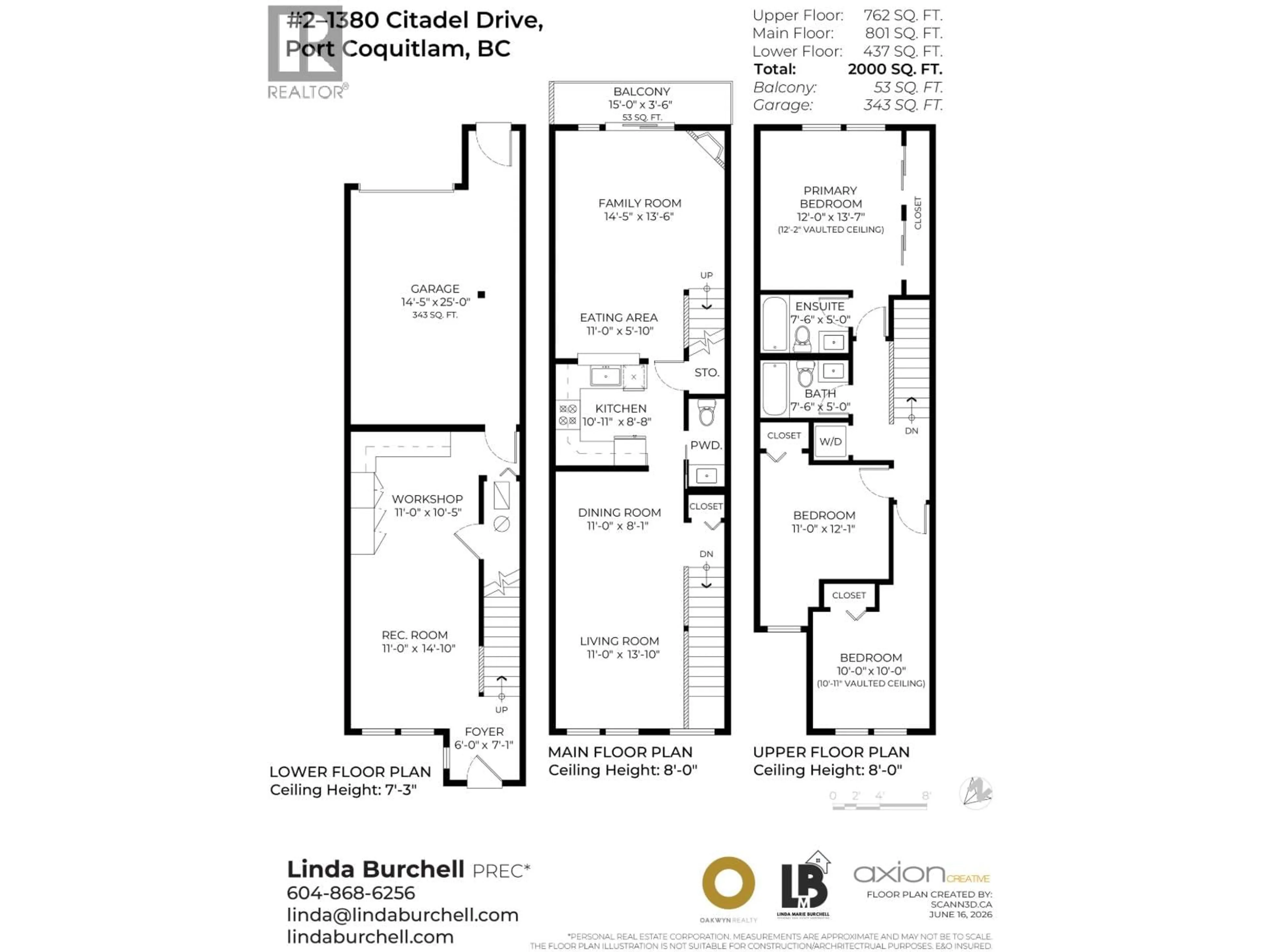 Floor plan for 2 - 1380 CITADEL DRIVE, Port Coquitlam British Columbia V6C6R6