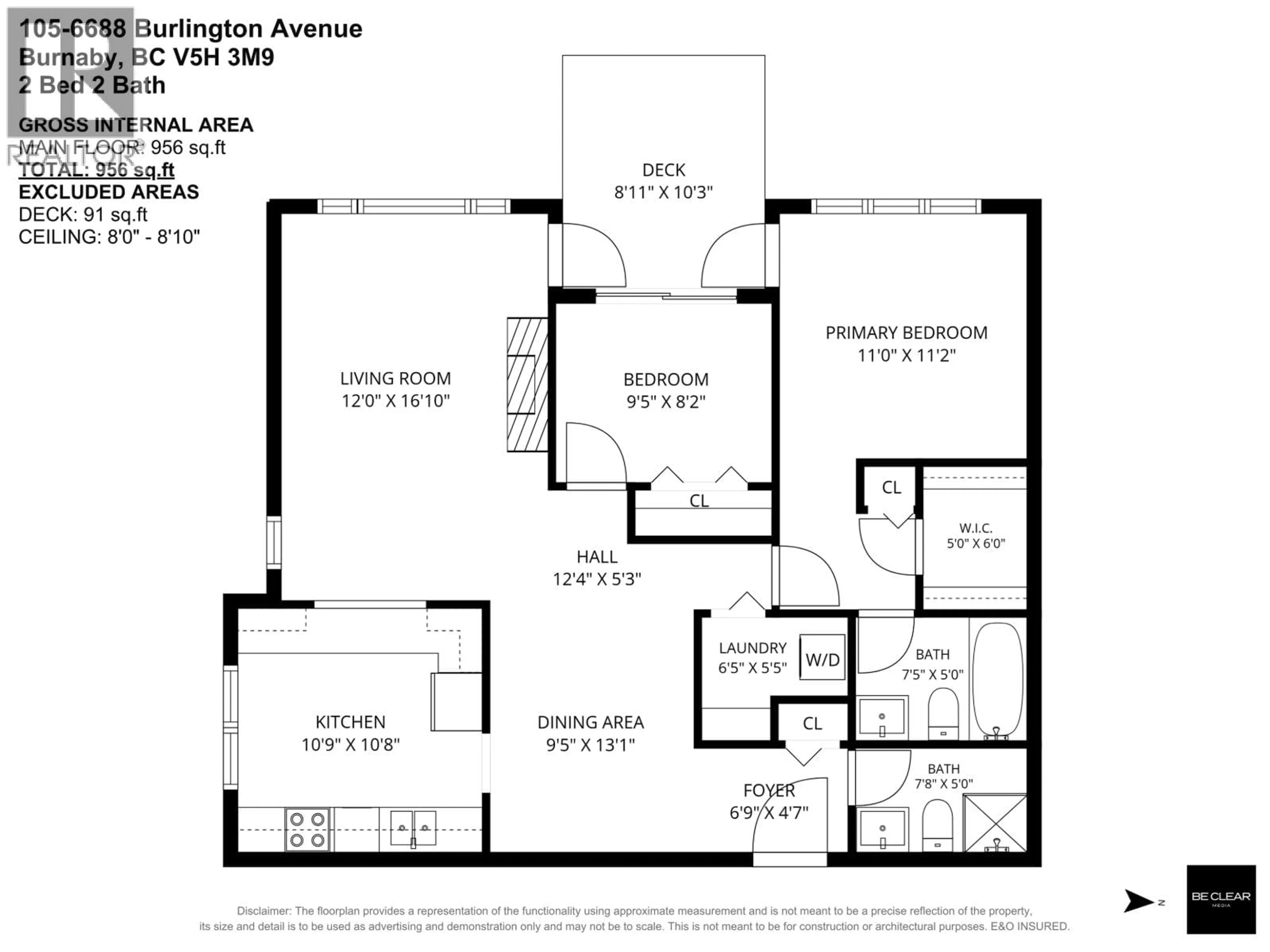 Floor plan for 105 - 6688 BURLINGTON AVENUE, Burnaby British Columbia V5H3M9