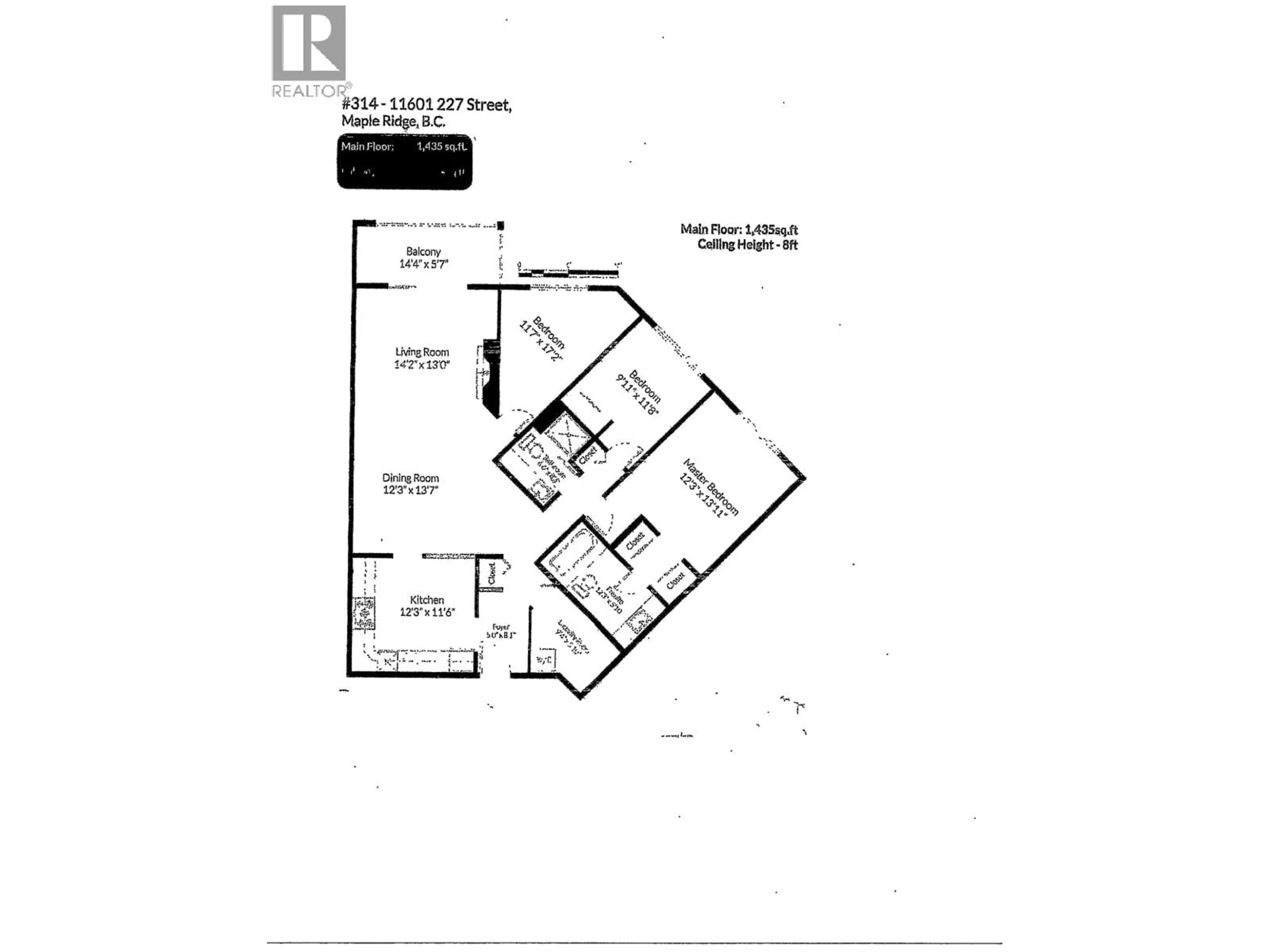 Floor plan for 314 - 11601 227 STREET, Maple Ridge British Columbia V2X0J7