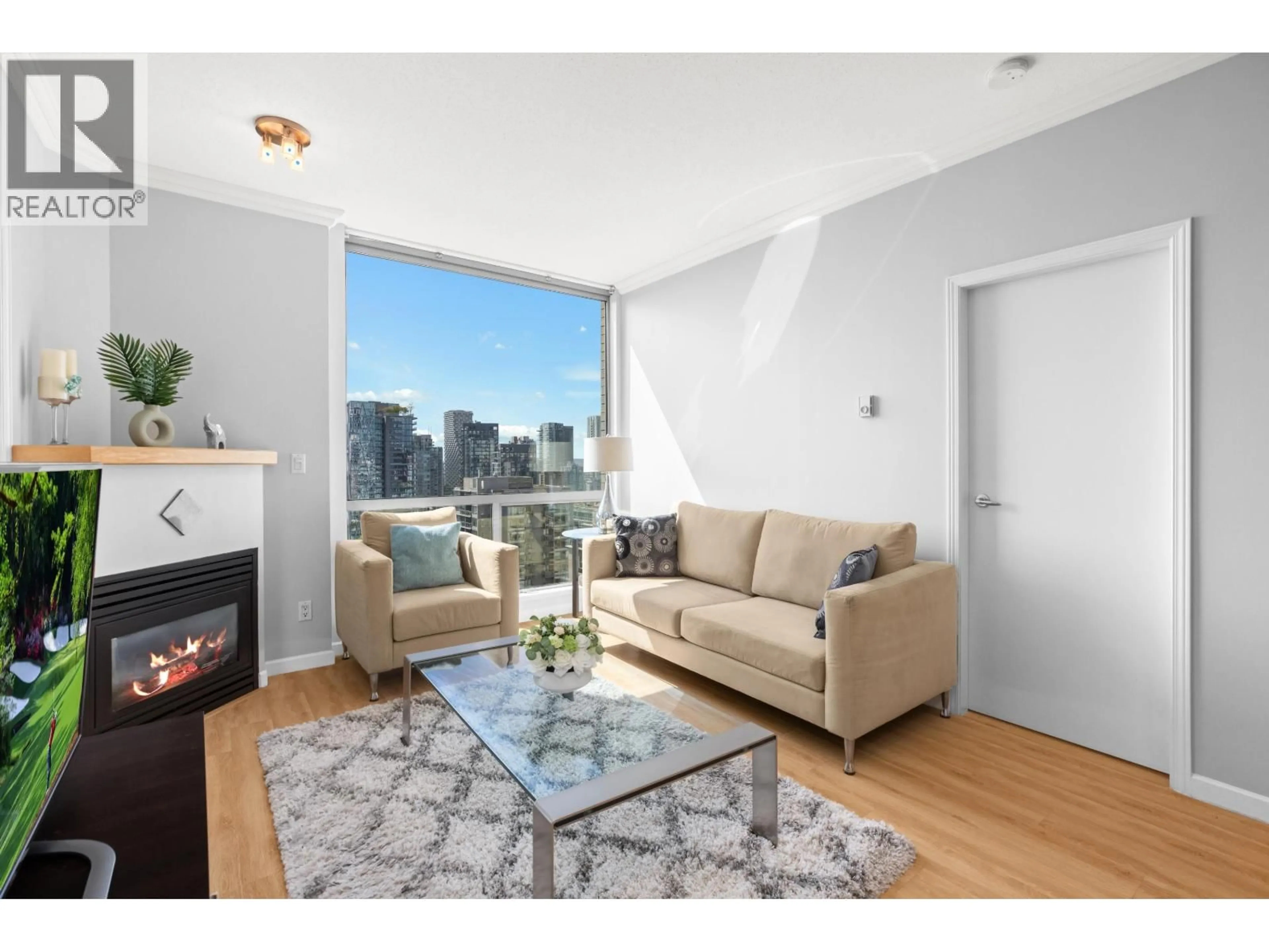 Living room with furniture, wood/laminate floor for 2505 - 928 RICHARDS STREET, Vancouver British Columbia V6B6P6
