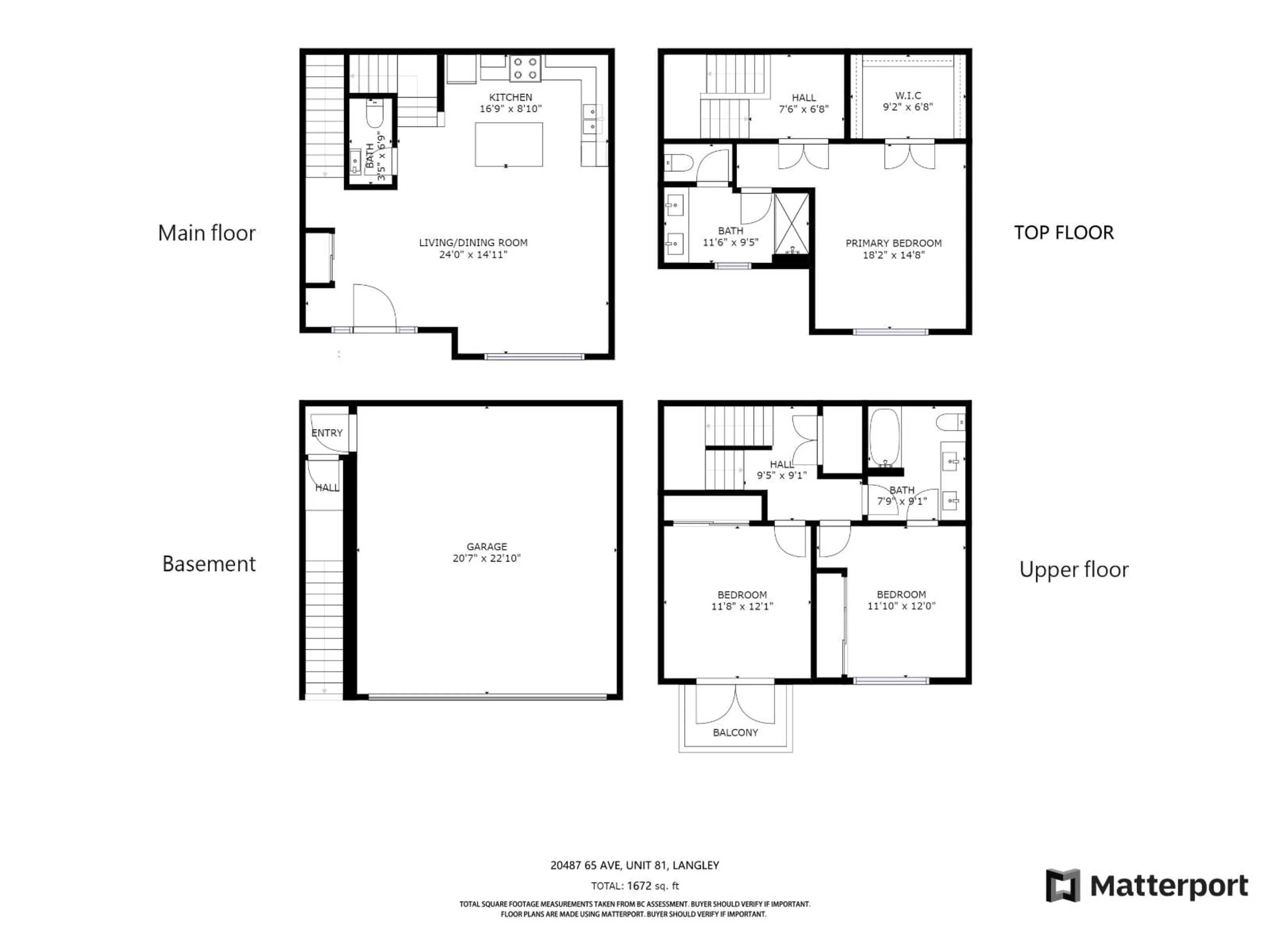 Floor plan for 81 - 20487 65 AVENUE, Langley British Columbia V2Y3K8
