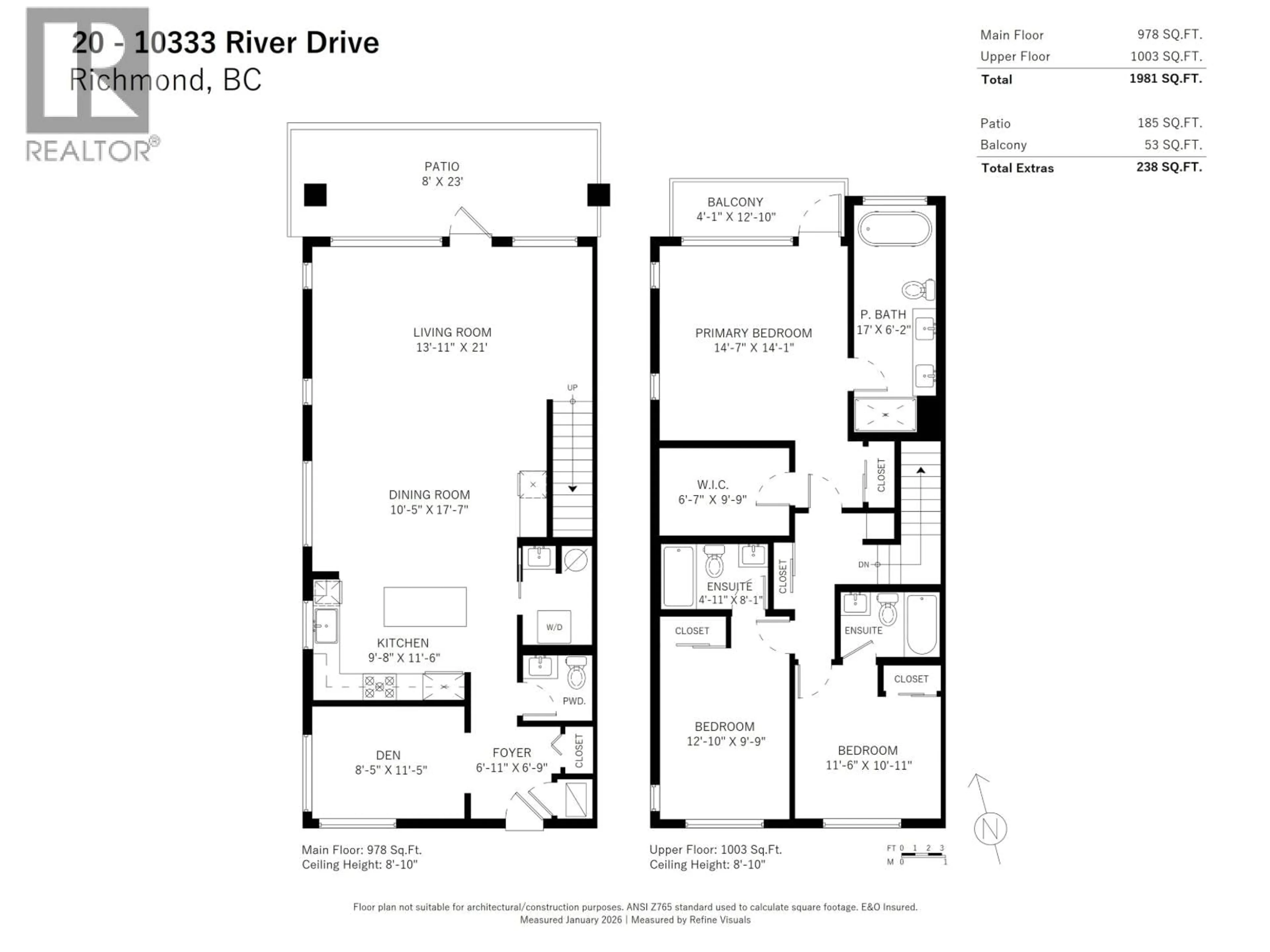 Floor plan for 20 - 10333 RIVER DRIVE, Richmond British Columbia V6X0X4