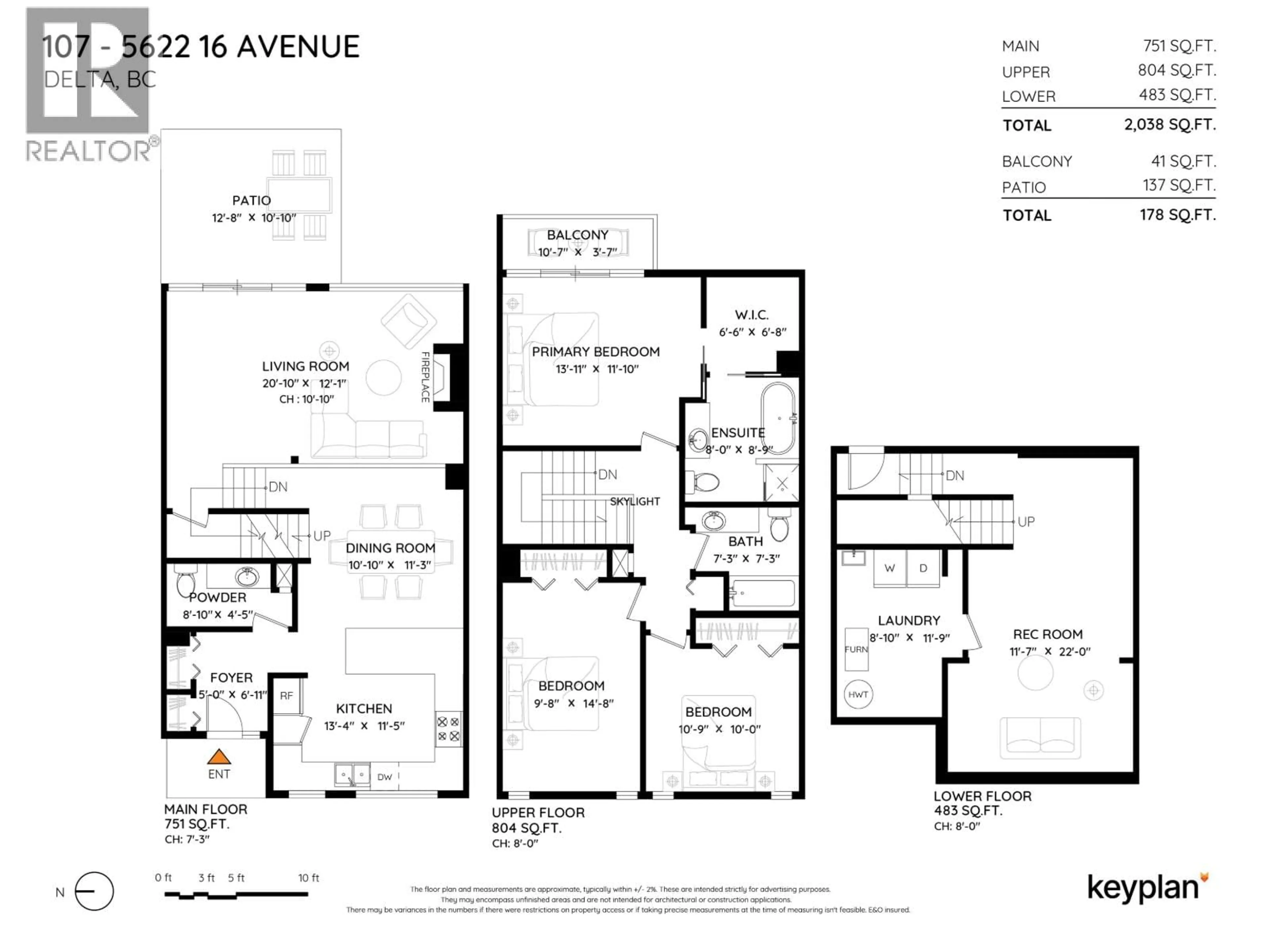 Floor plan for 107 - 5622 16 AVENUE, Delta British Columbia V4L1G7
