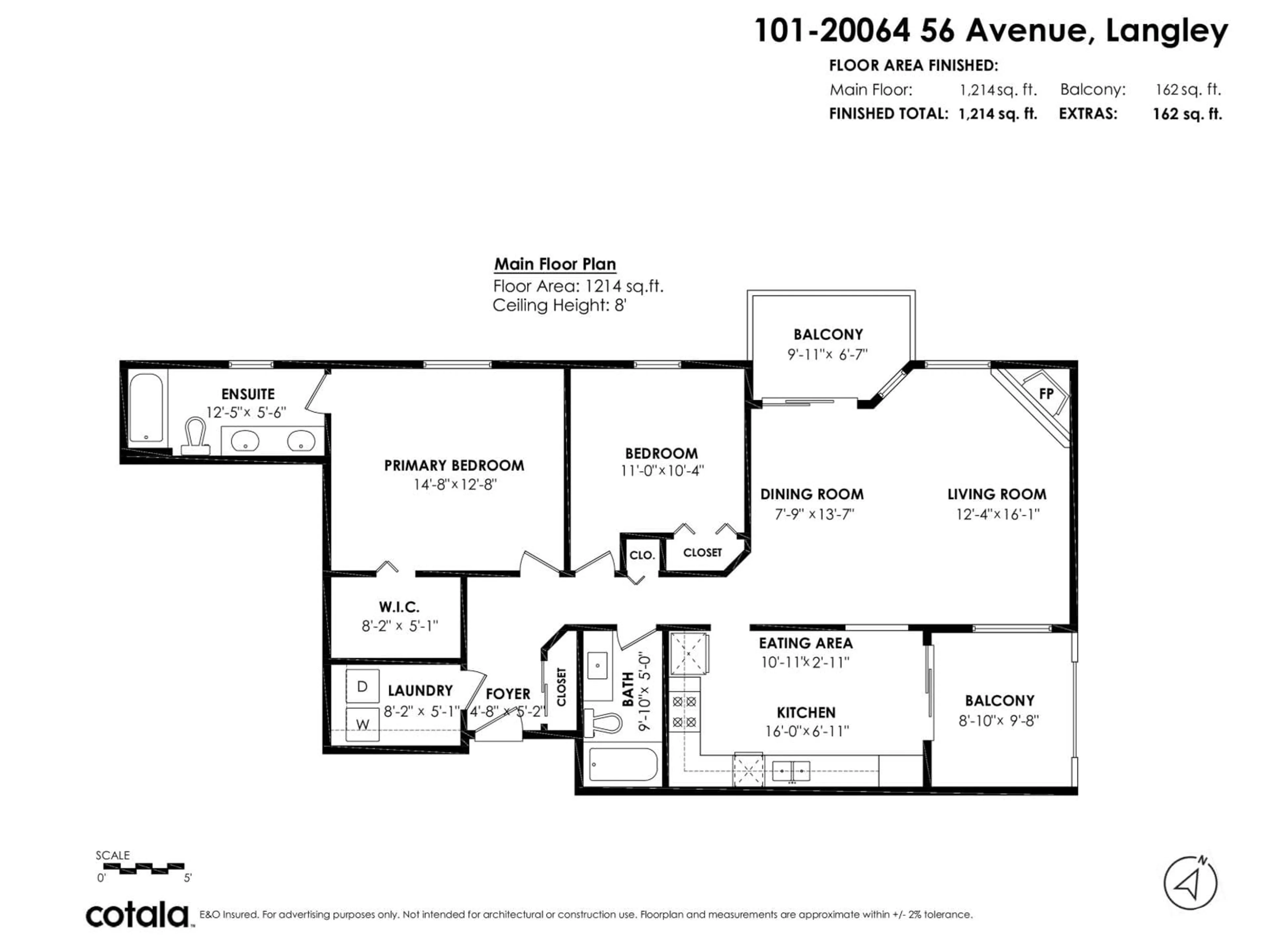 Floor plan for 101 - 20064 56 AVENUE, Langley British Columbia V3A3Y4