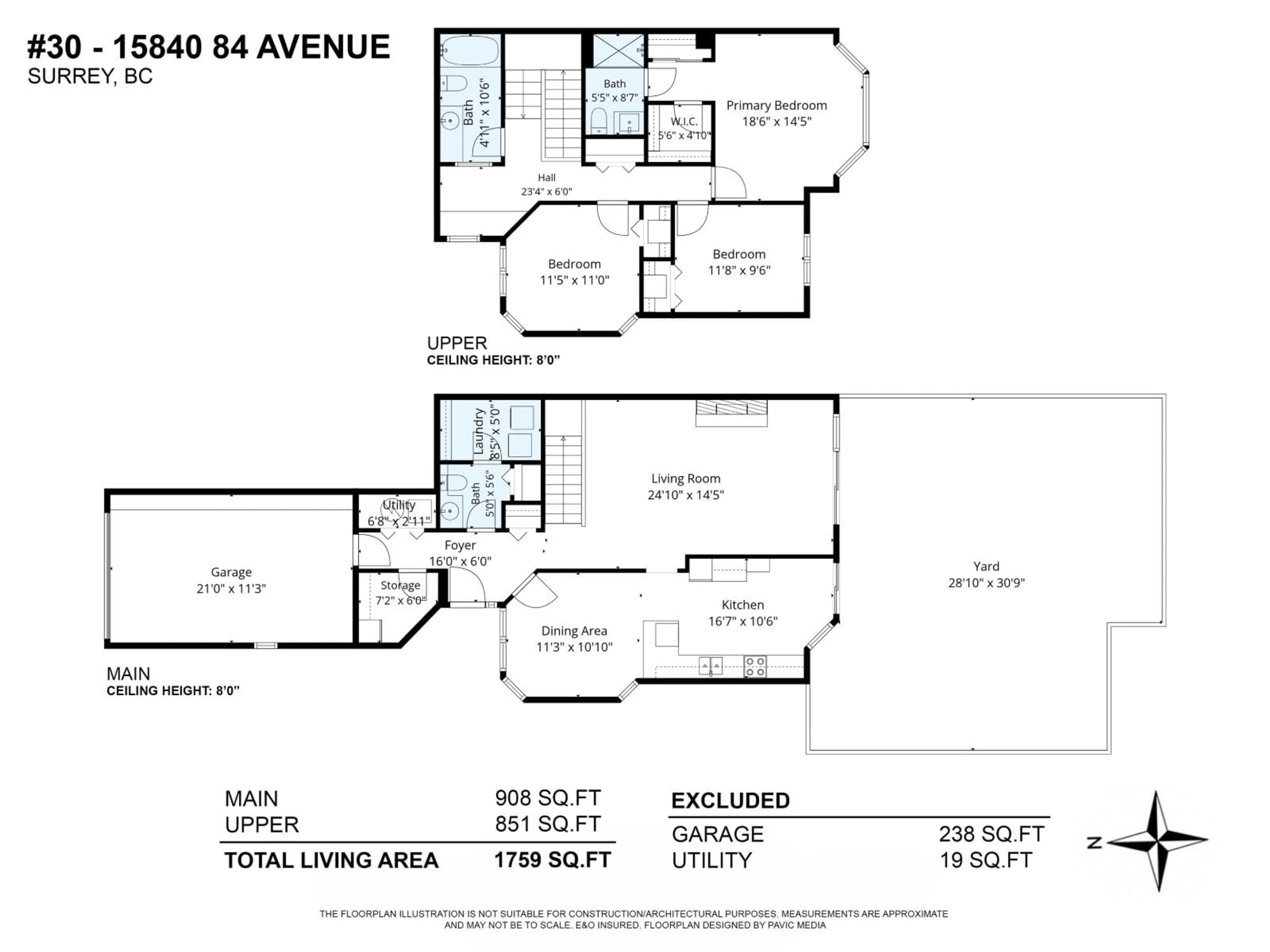 Floor plan for 30 - 15840 84 AVENUE, Surrey British Columbia V4N0W4