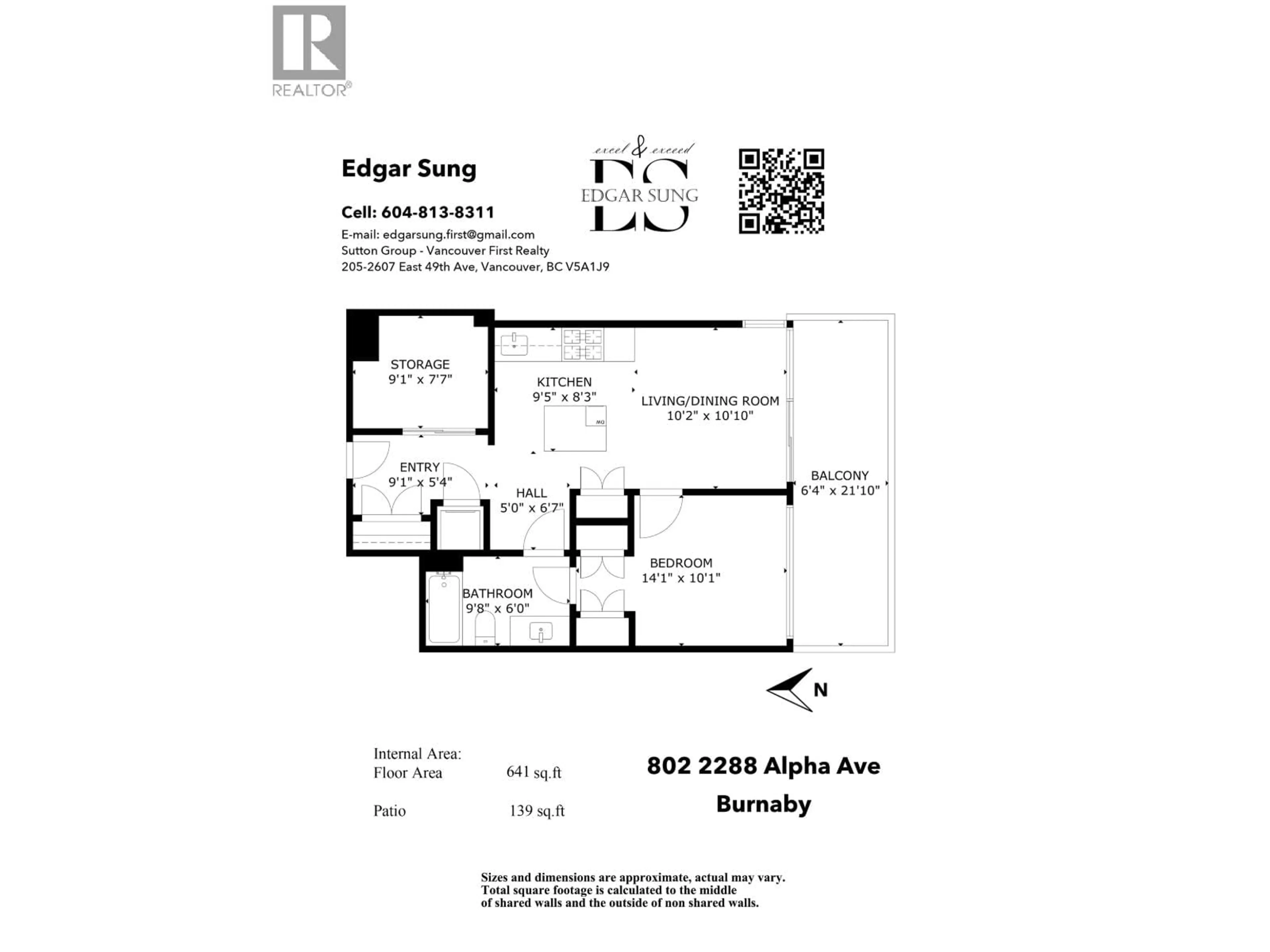 Floor plan for 802 - 2288 ALPHA AVENUE, Burnaby British Columbia V5C0L9