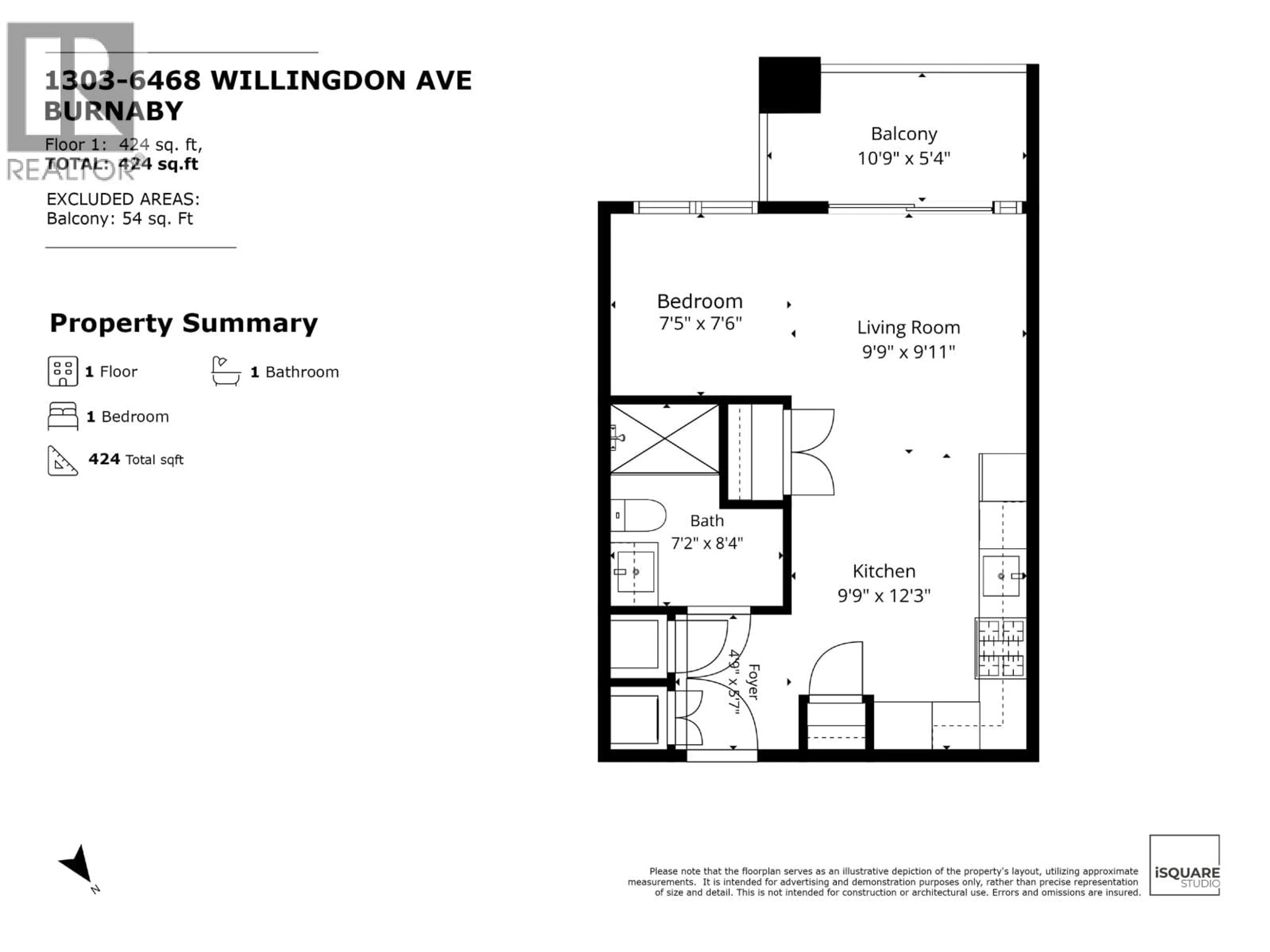 Floor plan for 1303 - 6468 WILLINGDON AVENUE, Burnaby British Columbia V5H0L3