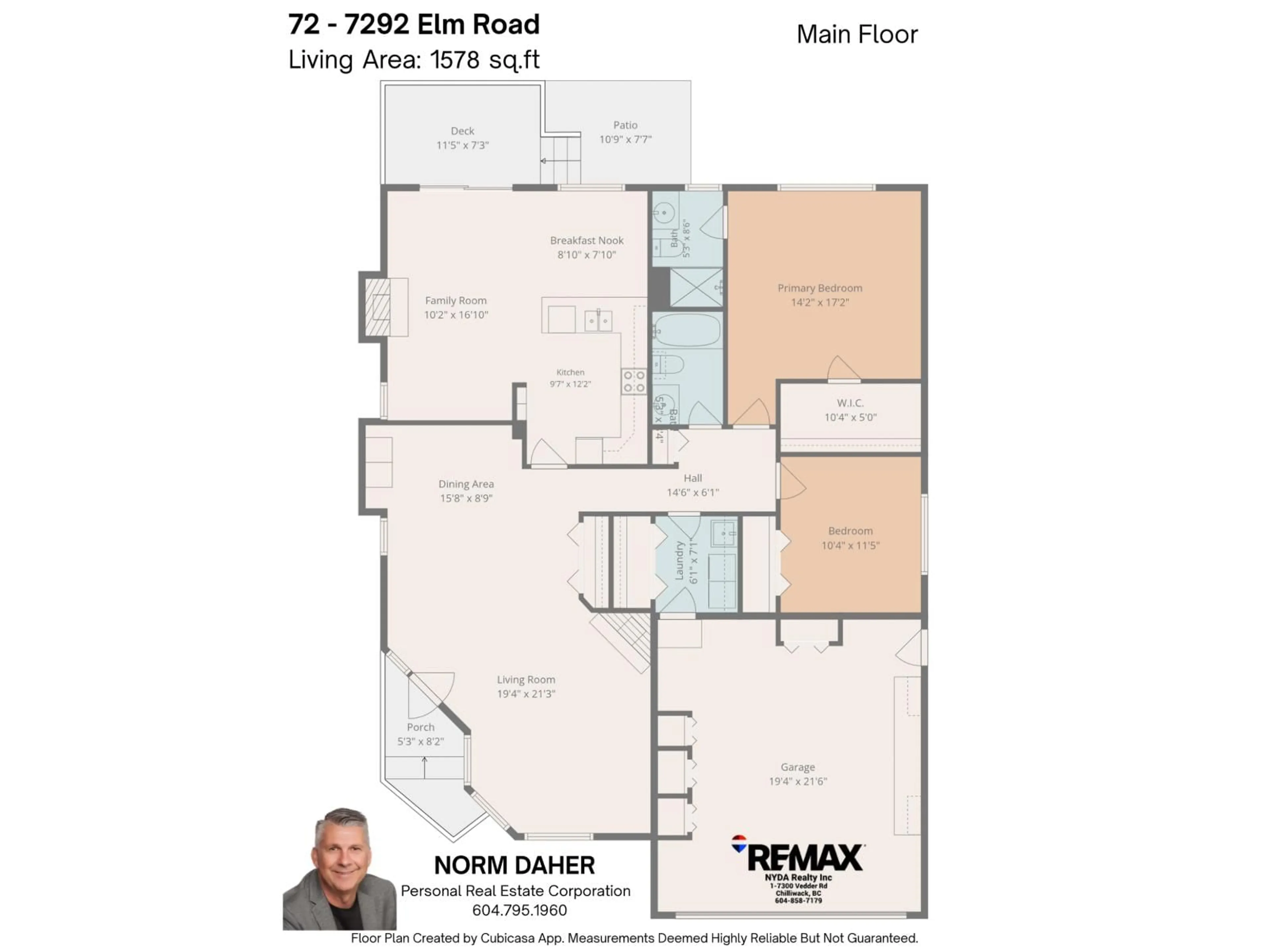 Floor plan for 72 - 7292 ELM ROAD, Agassiz British Columbia V0M1A2