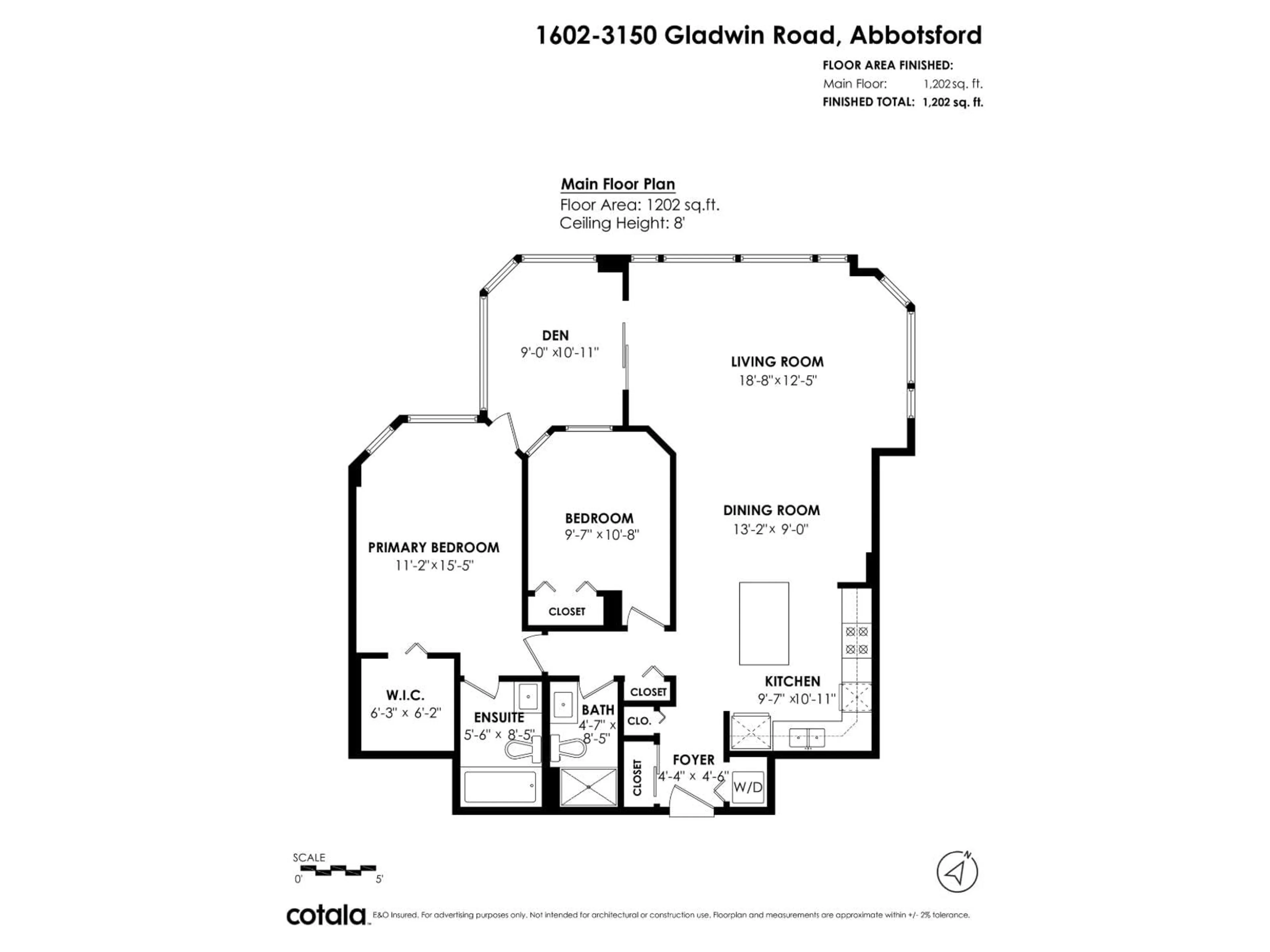 Floor plan for 1602 - 3150 GLADWIN ROAD, Abbotsford British Columbia V2T5S9