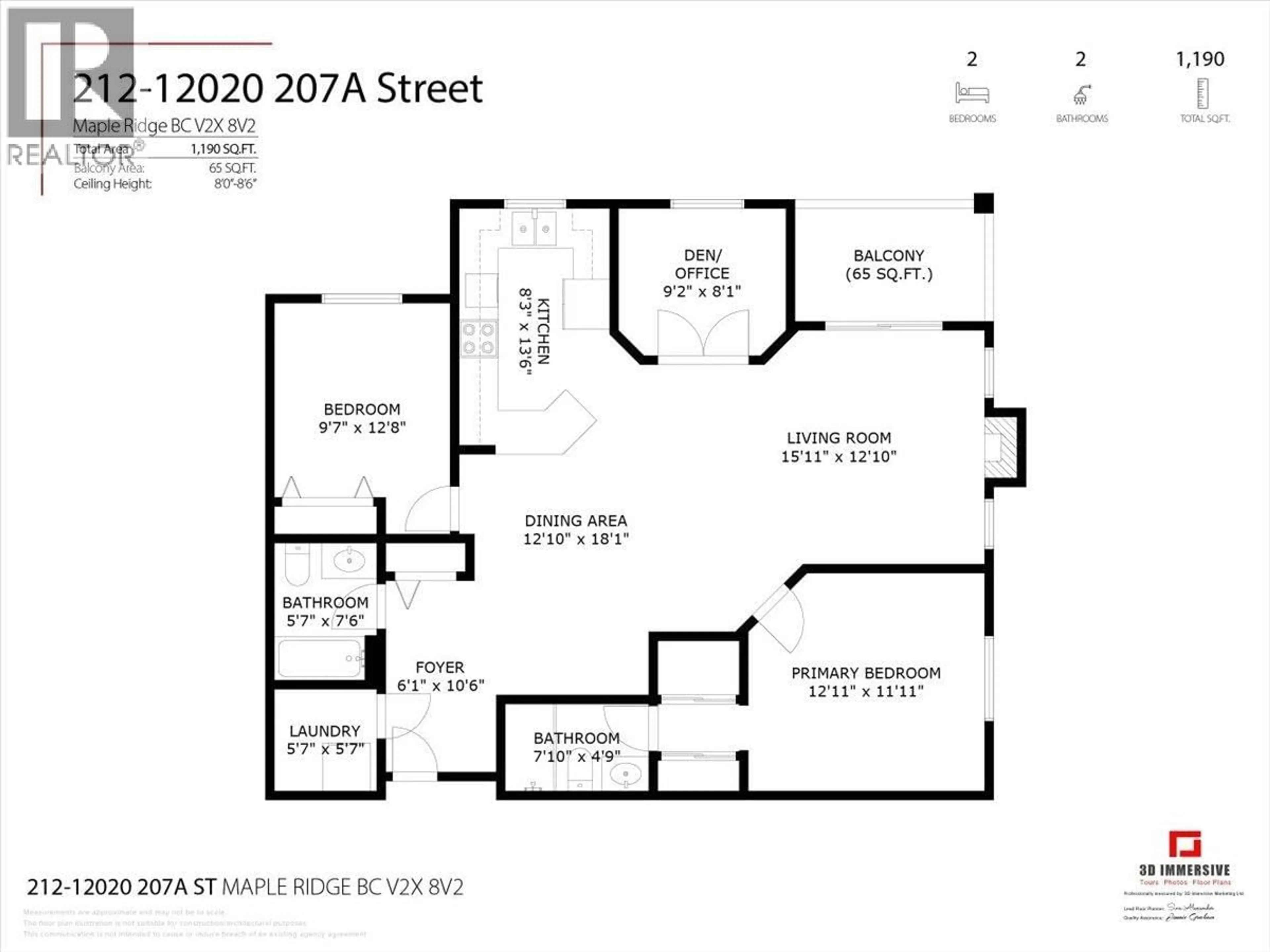 Floor plan for 212 - 12020 207A STREET, Maple Ridge British Columbia V2X8V2