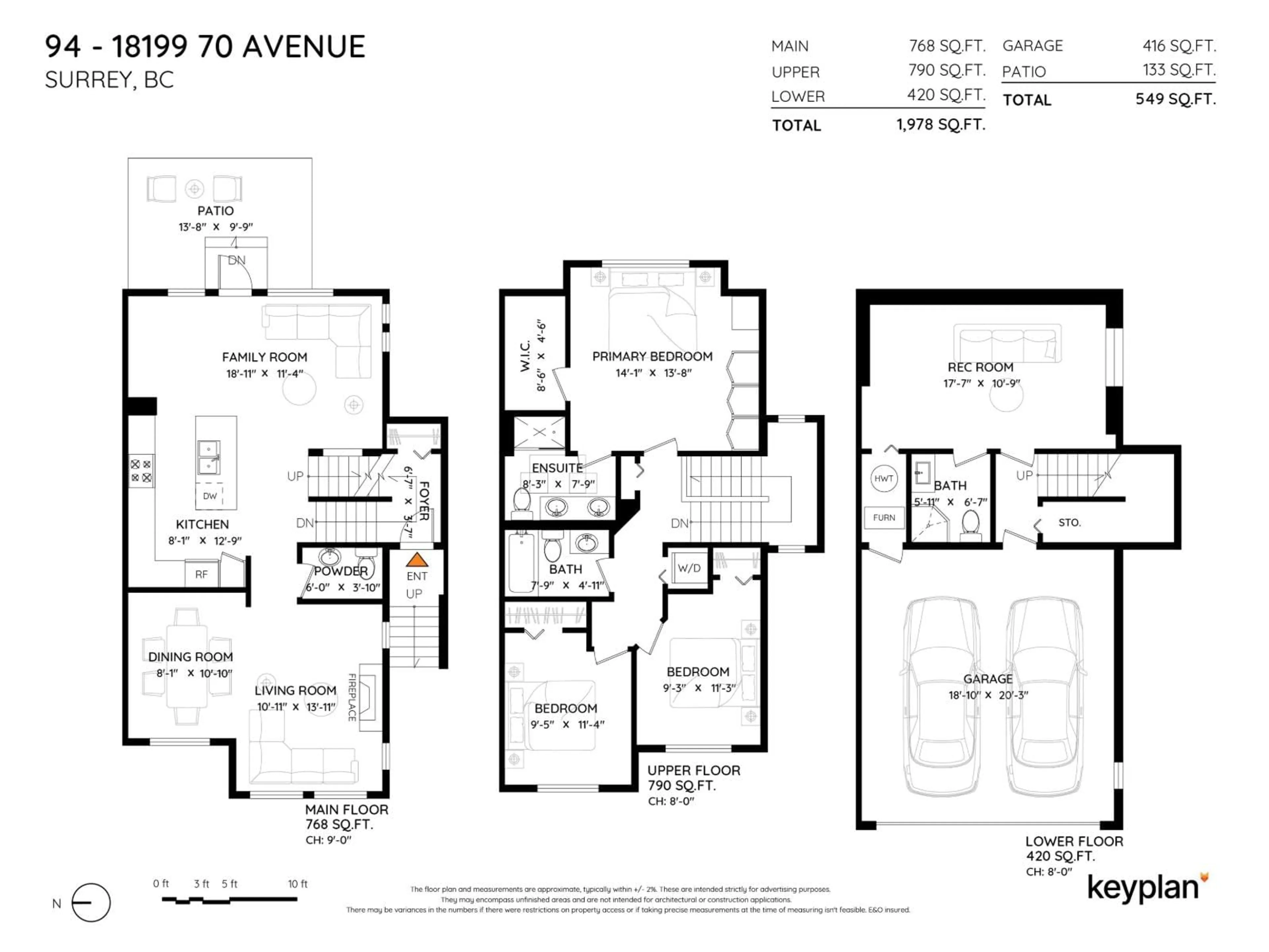 Floor plan for 94 - 18199 70 AVENUE, Surrey British Columbia V3S2N9