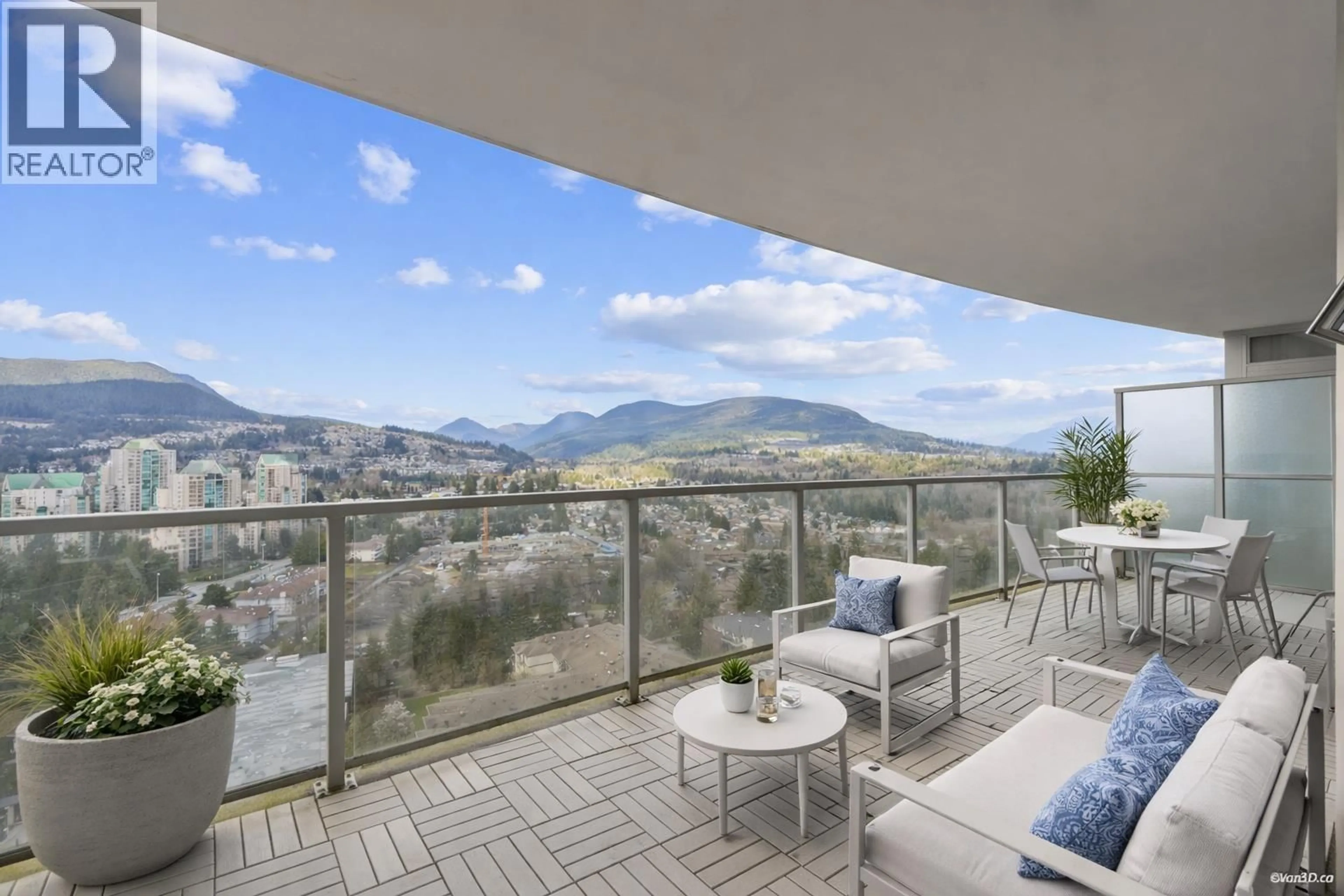 Balcony in the apartment, mountain view for 2806 - 3102 WINDSOR GATE, Coquitlam British Columbia V3B0J3