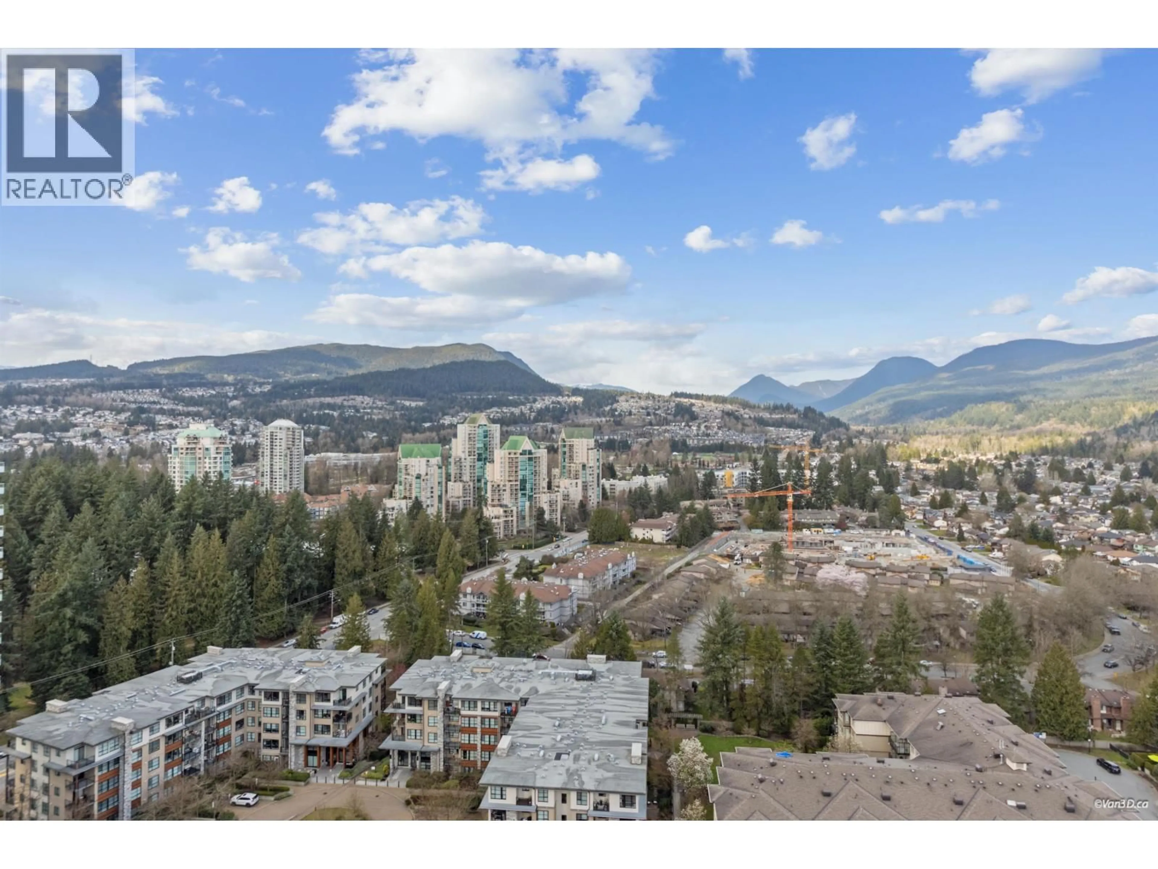 A pic from outside/outdoor area/front of a property/back of a property/a pic from drone, mountain view for 2806 - 3102 WINDSOR GATE, Coquitlam British Columbia V3B0J3