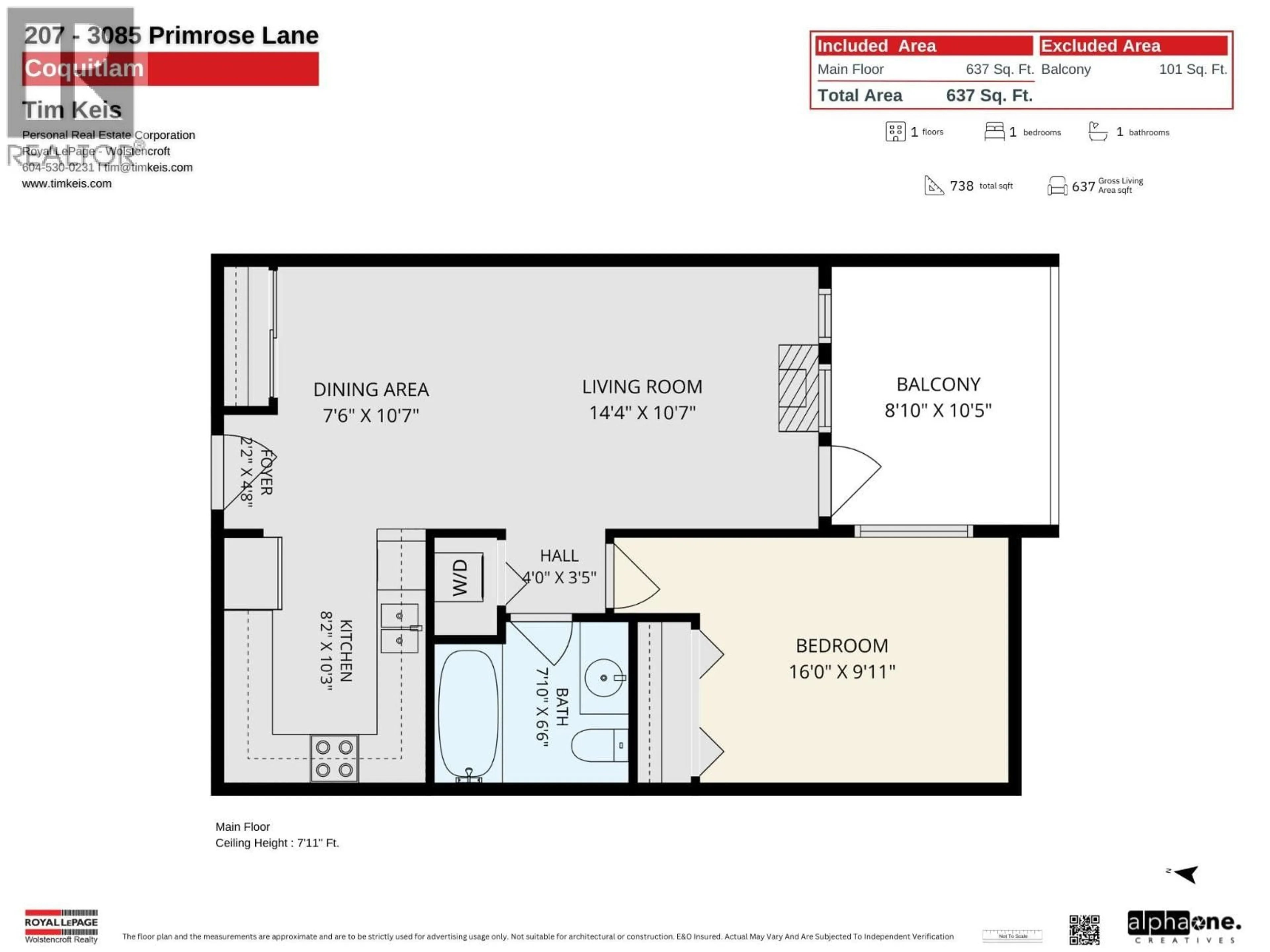 Floor plan for 207 - 3085 PRIMROSE LANE, Coquitlam British Columbia V3B7S3