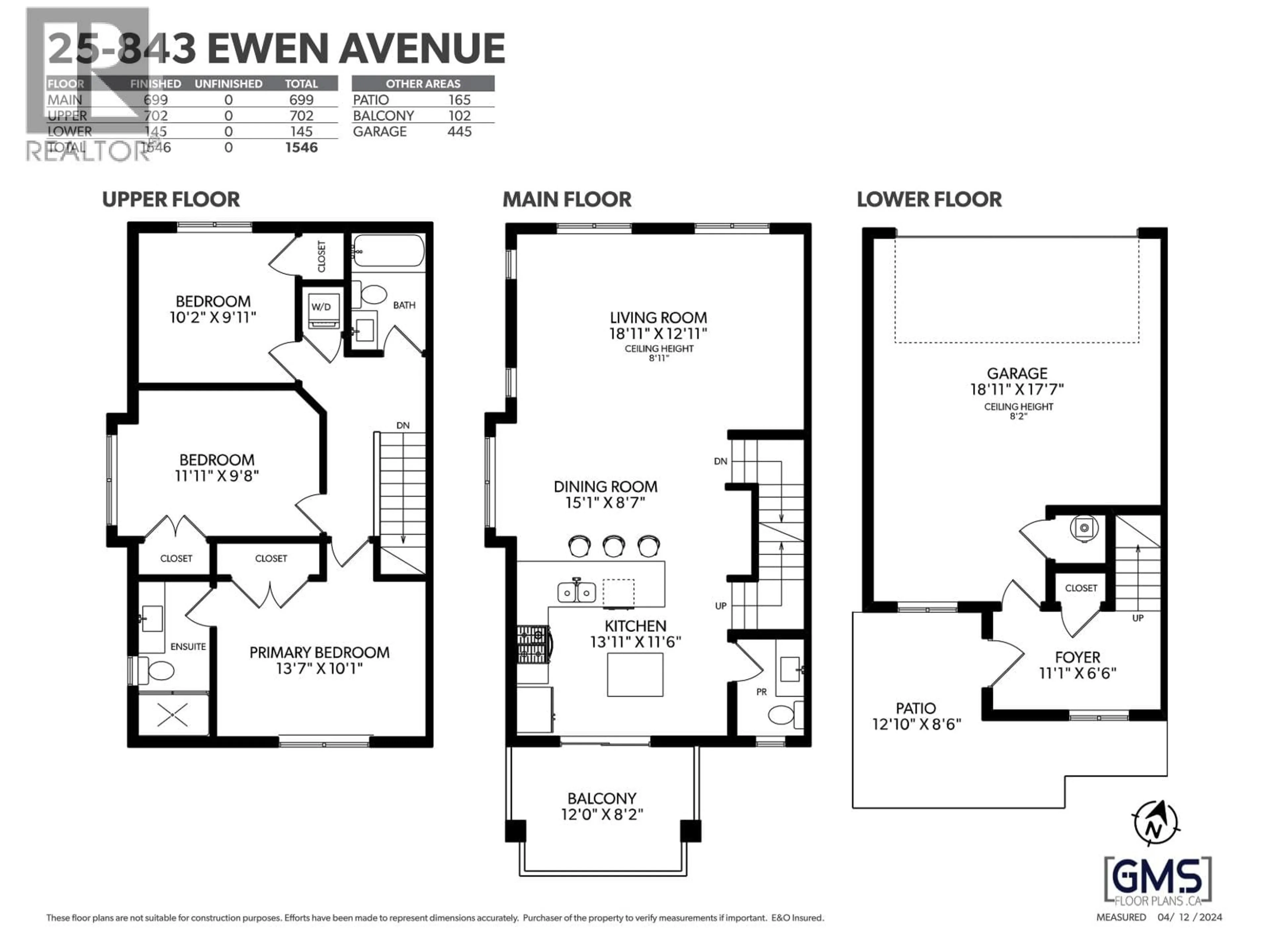 Floor plan for 50 - 843 EWEN AVENUE, New Westminster British Columbia V3M0K6