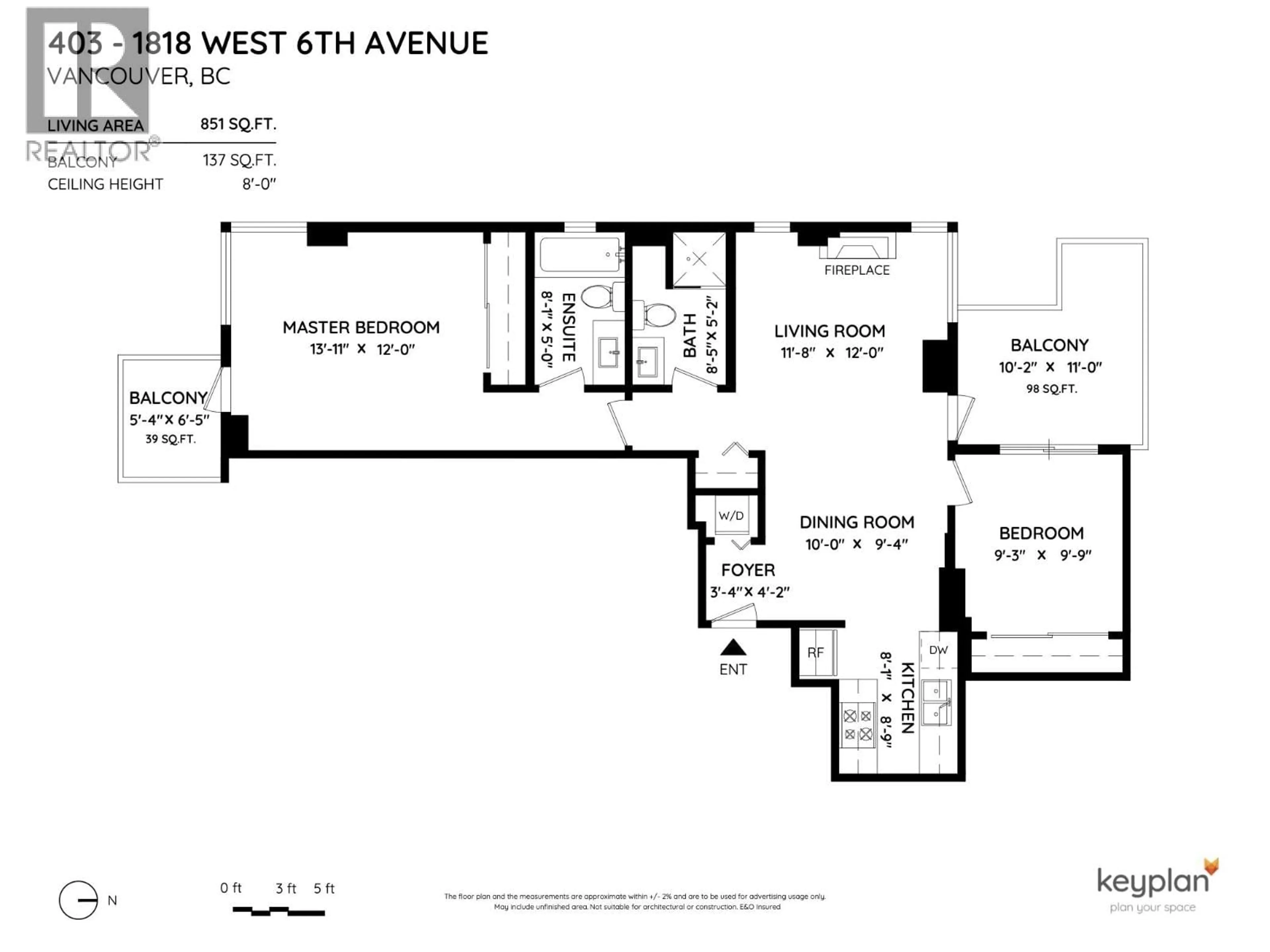 Floor plan for 403 - 1818 6TH AVENUE, Vancouver British Columbia V6J1R6