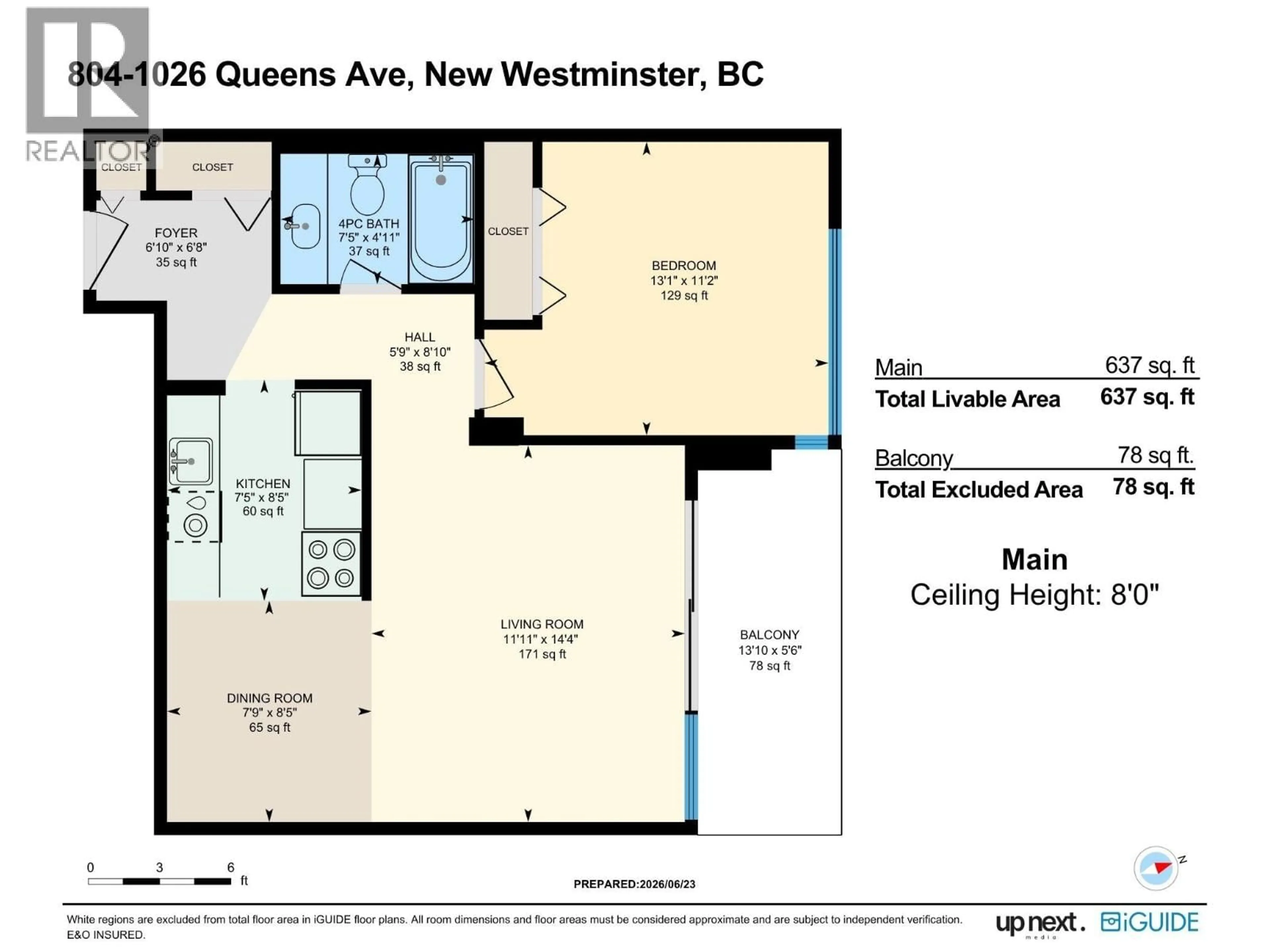 Floor plan for 804 - 1026 QUEENS AVENUE, New Westminster British Columbia V3M6B2