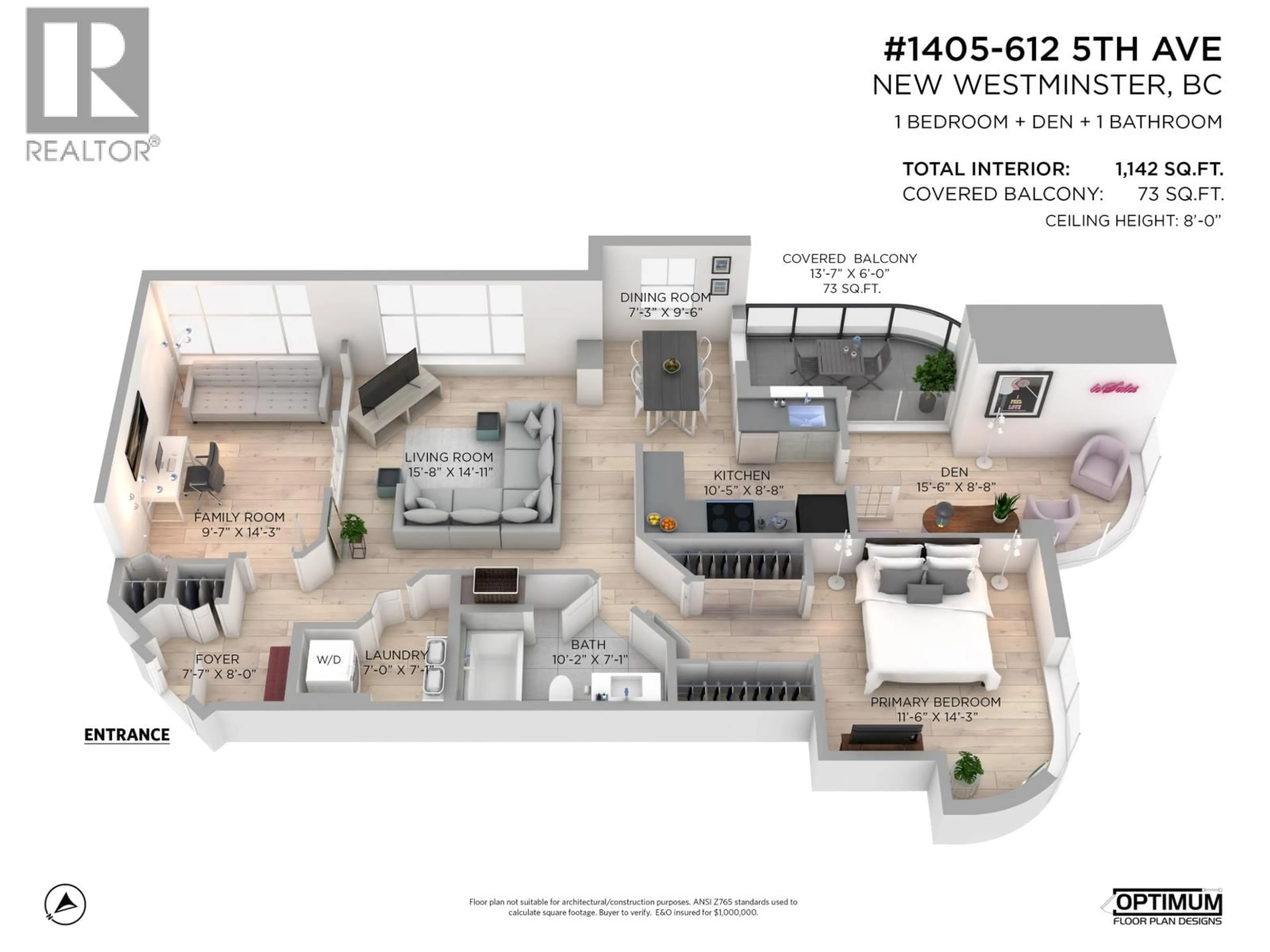 Floor plan for 1405 - 612 FIFTH AVENUE, New Westminster British Columbia V3M1X5