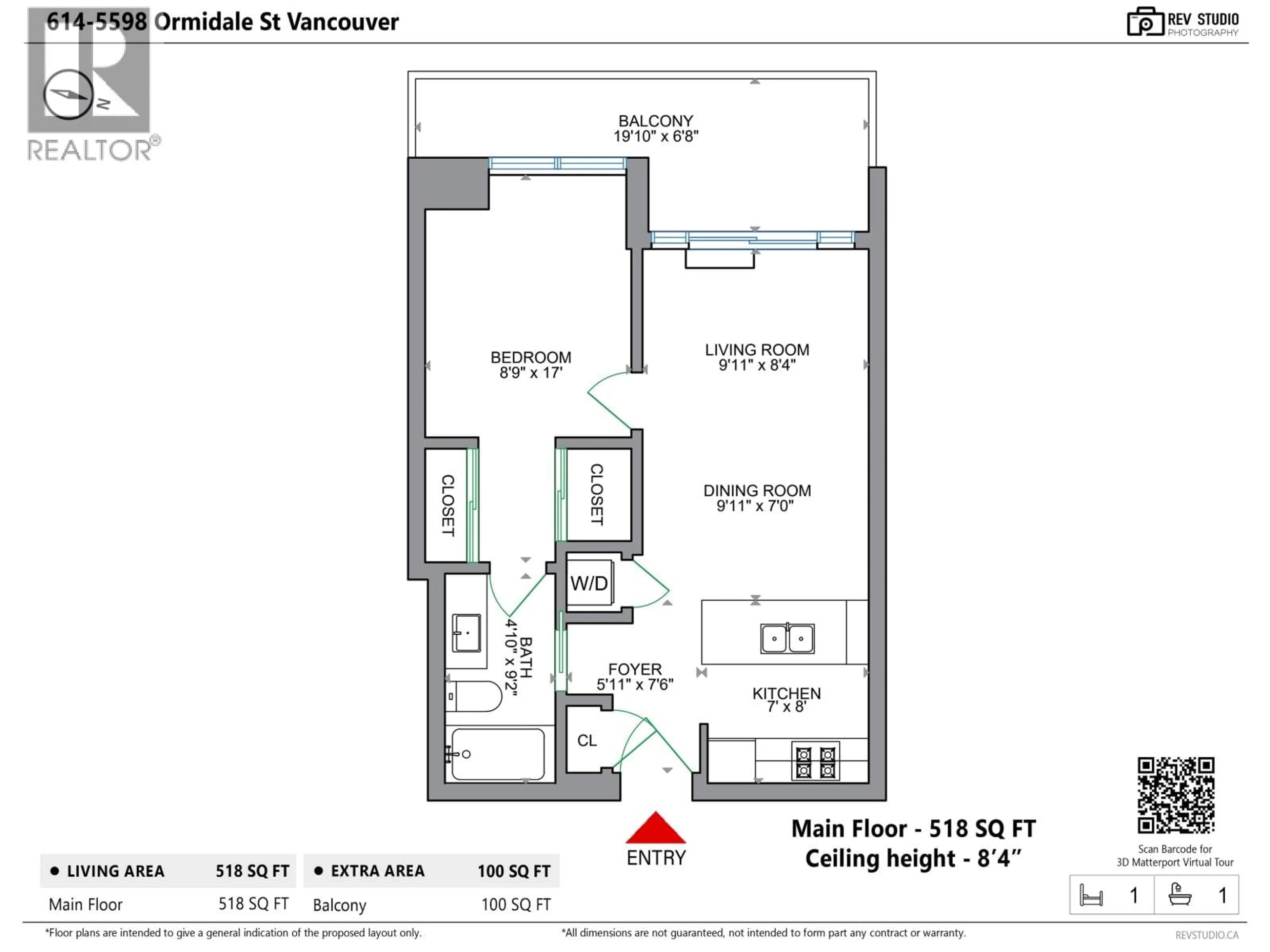 Floor plan for 614 - 5598 ORMIDALE STREET, Vancouver British Columbia V5R0E5