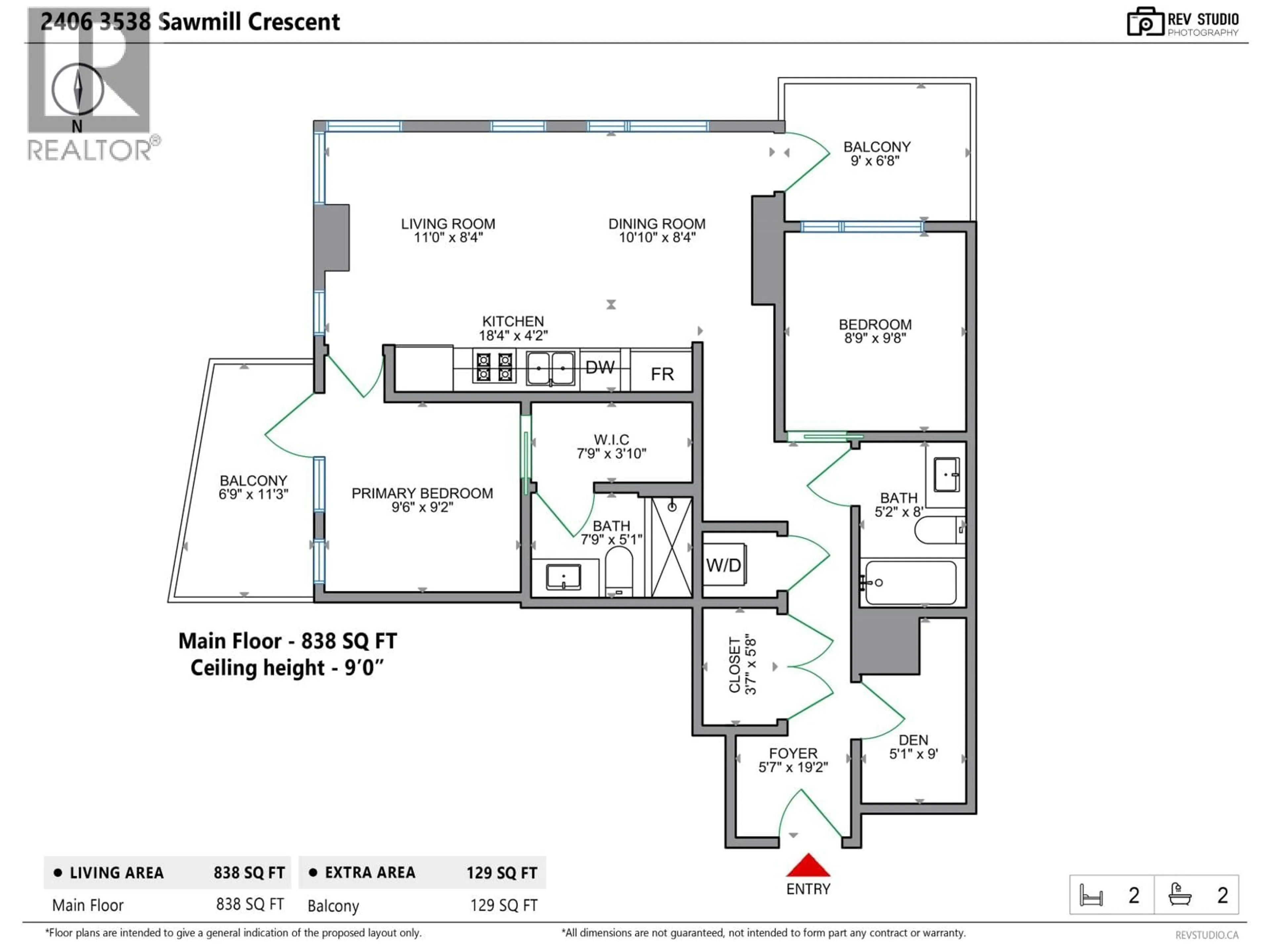 Floor plan for 2406 - 3538 SAWMILL CRESCENT, Vancouver British Columbia V5S0E3