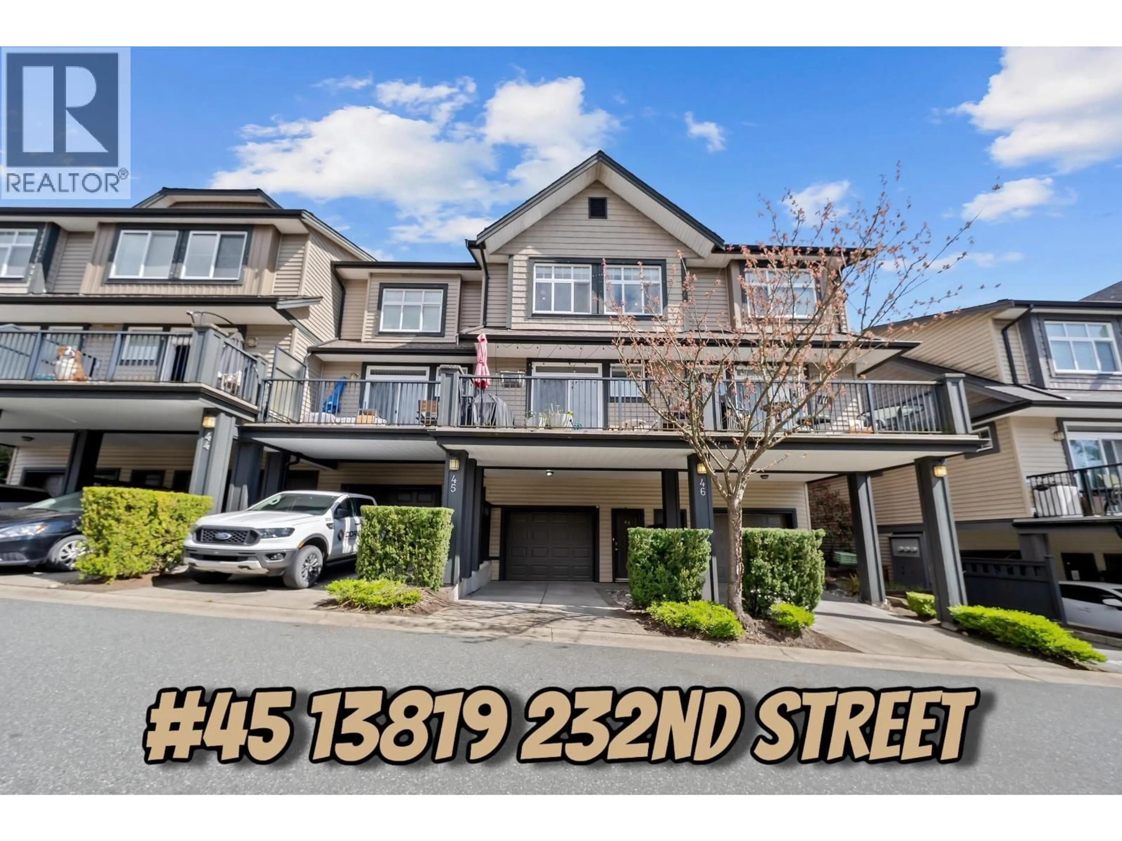 A pic from outside/outdoor area/front of a property/back of a property/a pic from drone, street for 45 - 13819 232 STREET, Maple Ridge British Columbia V4R0C7