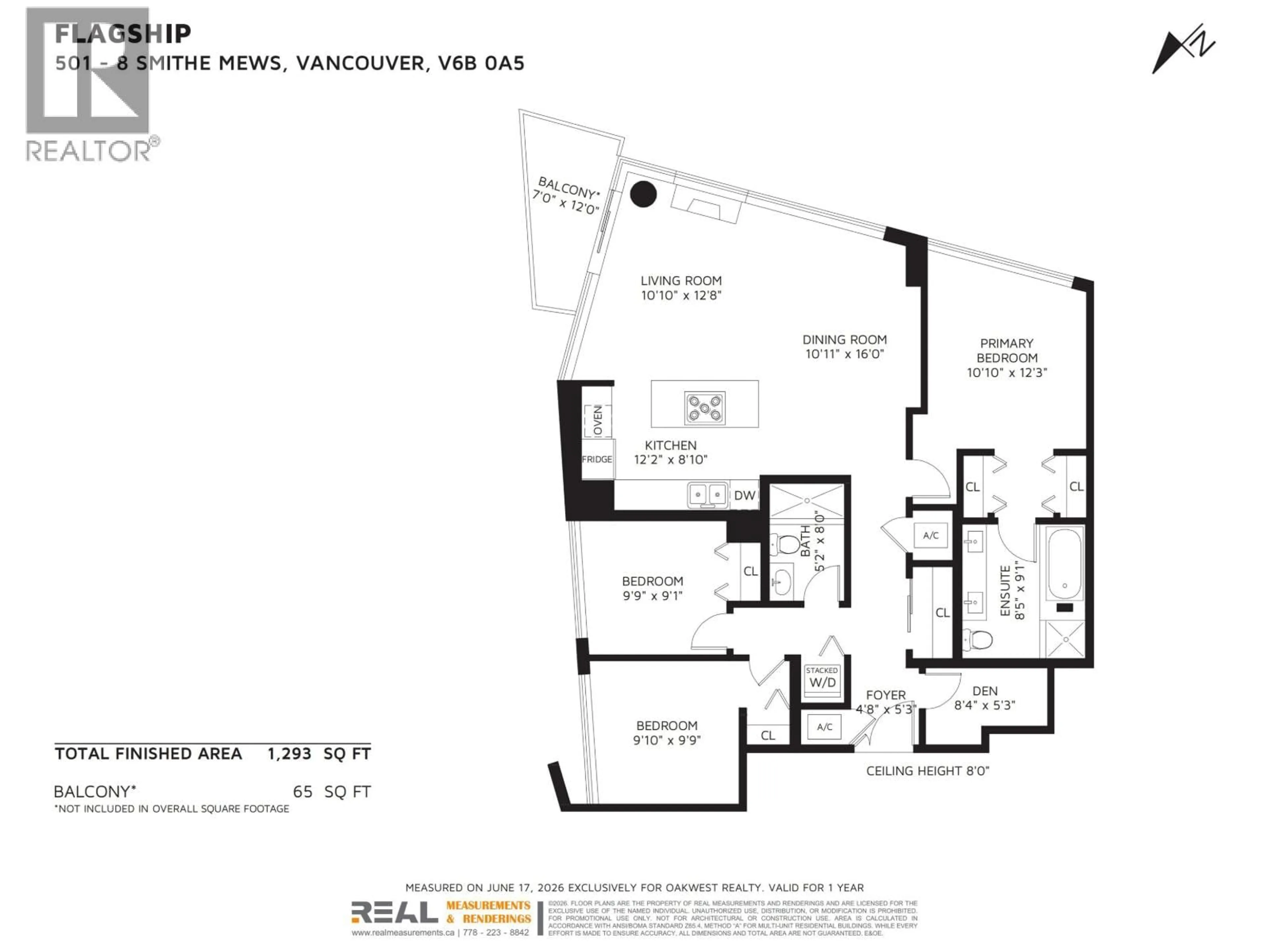 Floor plan for 501 - 8 SMITHE MEWS, Vancouver British Columbia V6B0A5
