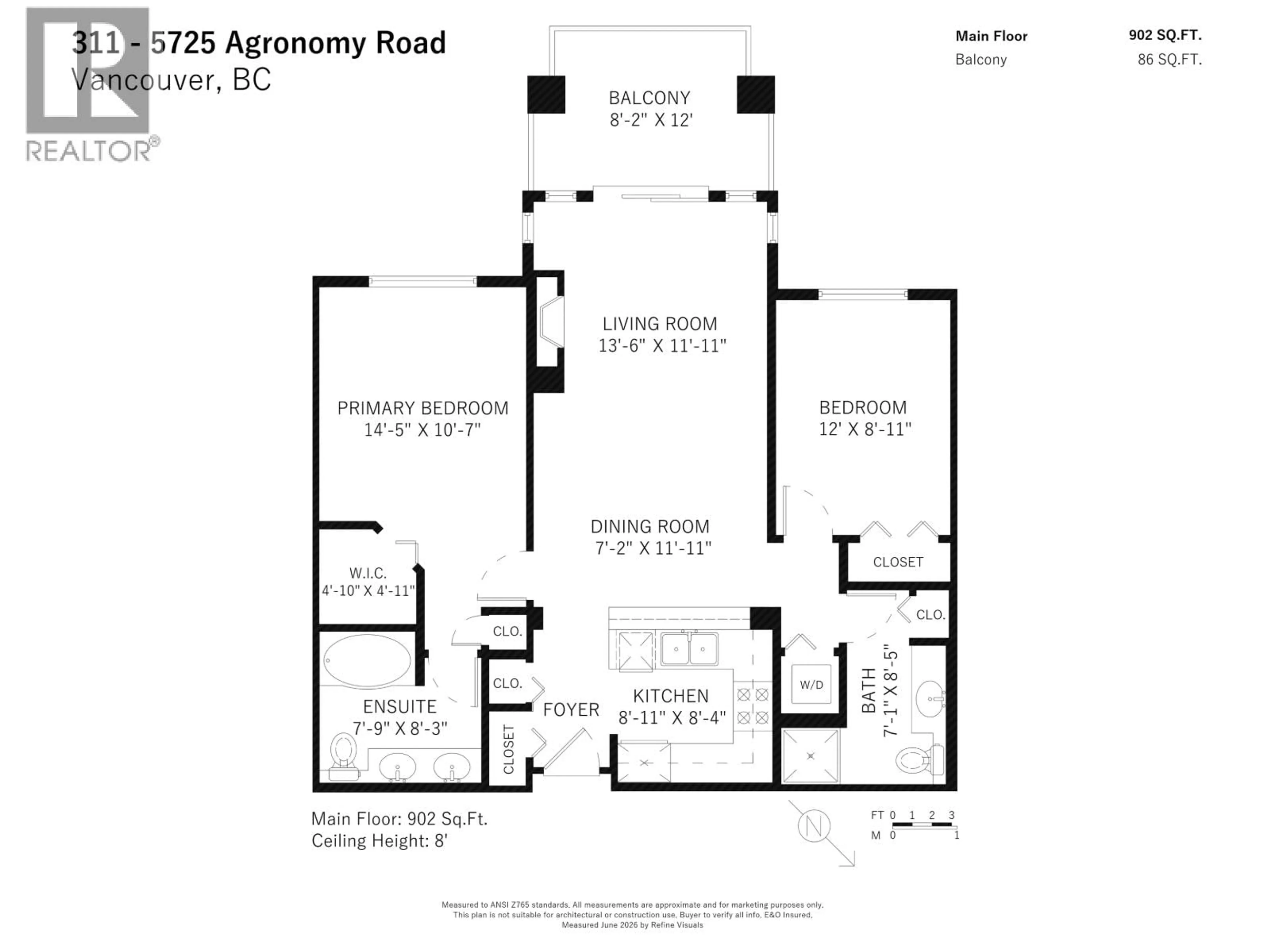 Floor plan for 311 - 5725 AGRONOMY ROAD, Vancouver British Columbia V6T1L9