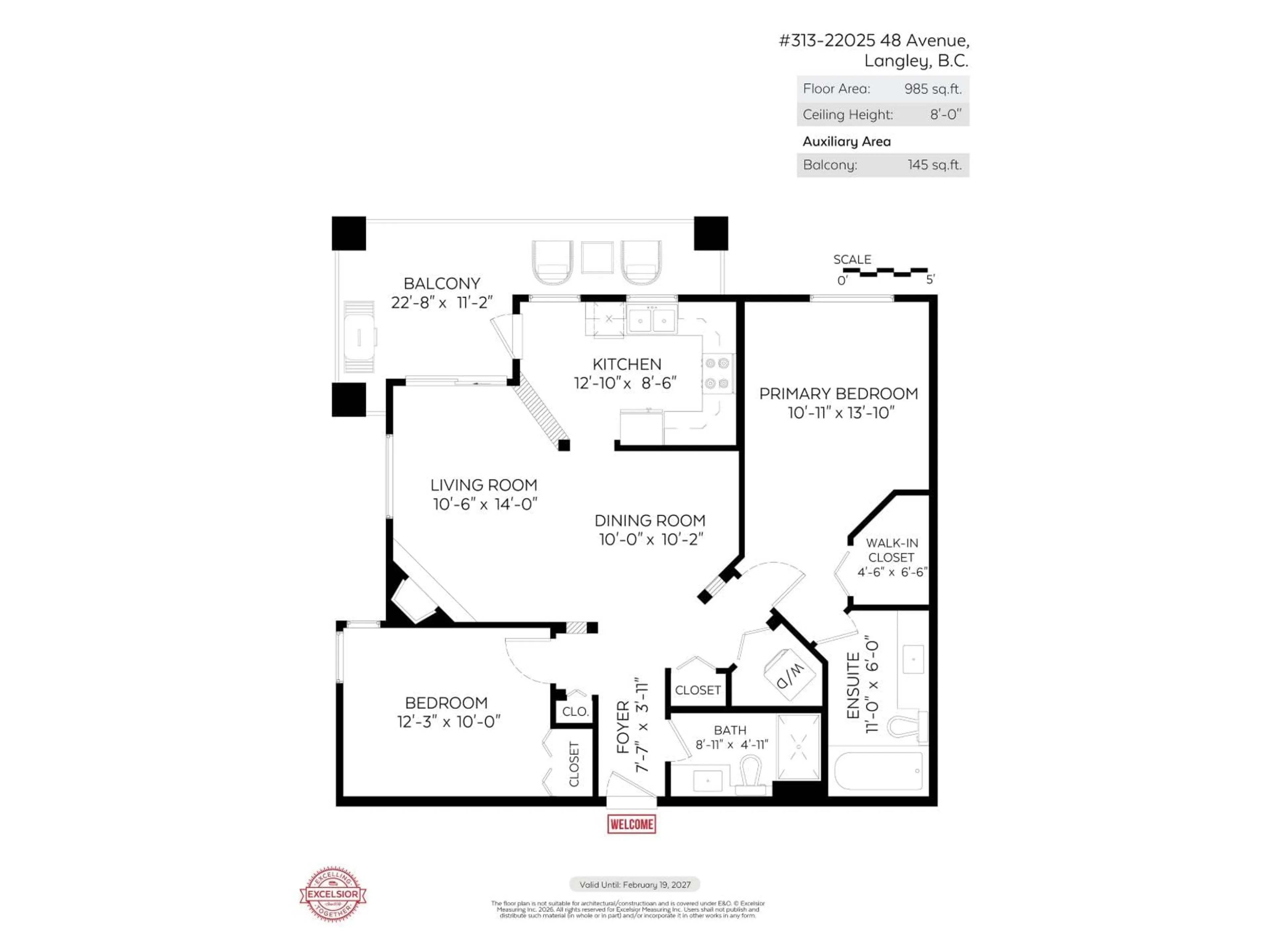 Floor plan for 313 - 22025 48 AVENUE, Langley British Columbia V3A8L2