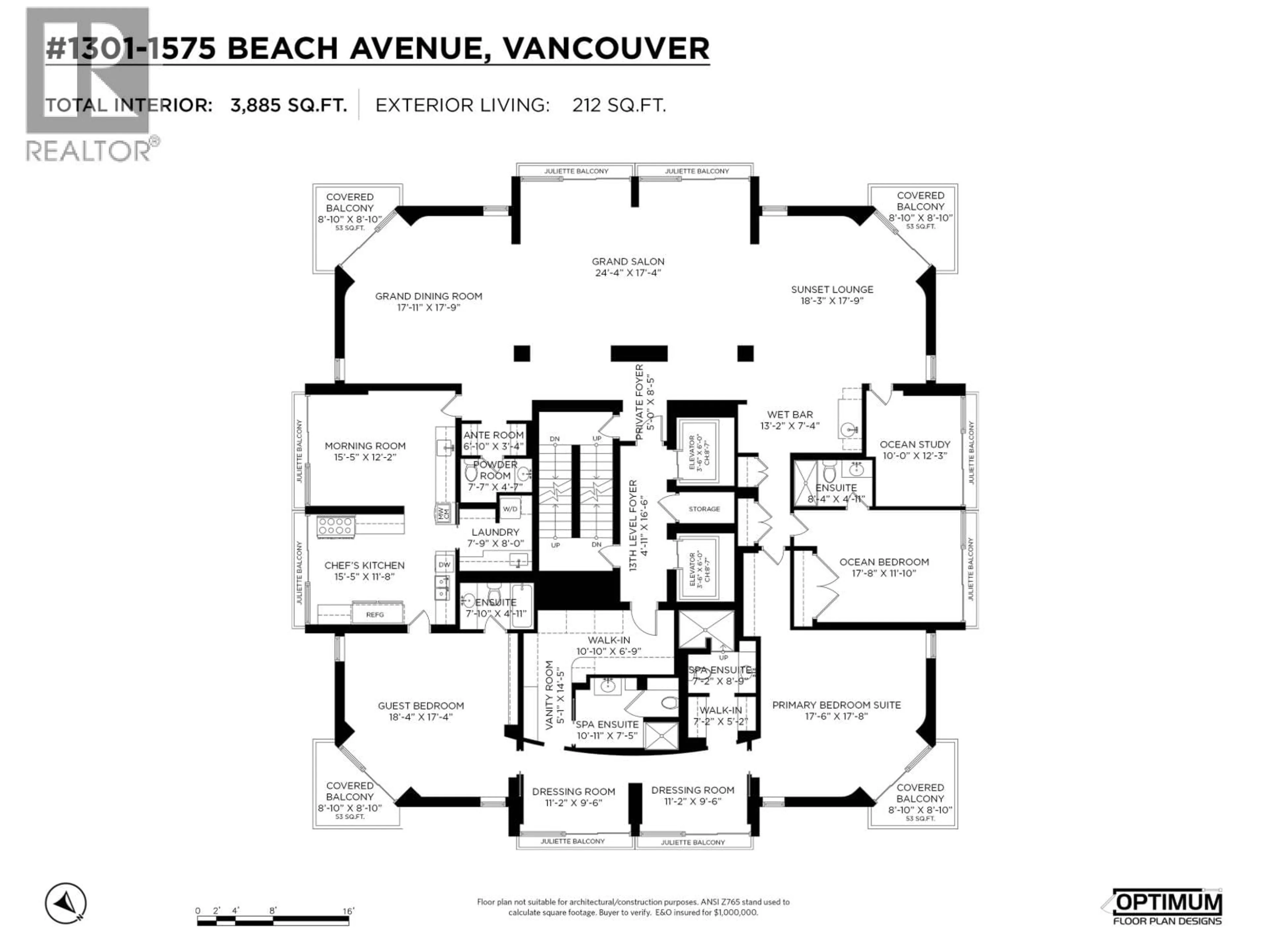 Floor plan for 1301 - 1575 BEACH AVENUE, Vancouver British Columbia V6G1Y5