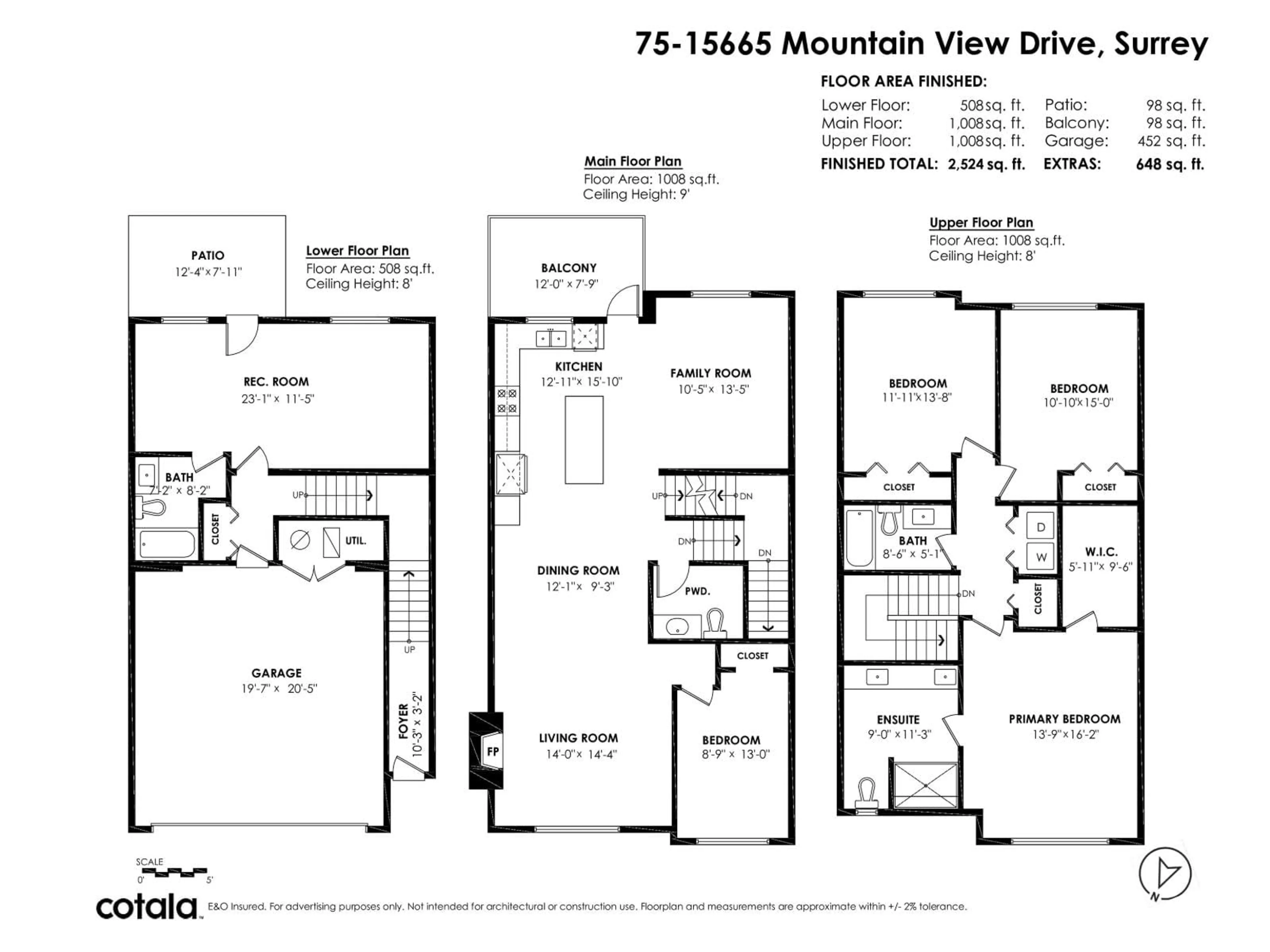 Floor plan for 75 - 15665 MOUNTAIN VIEW DRIVE, Surrey British Columbia V3Z0W8