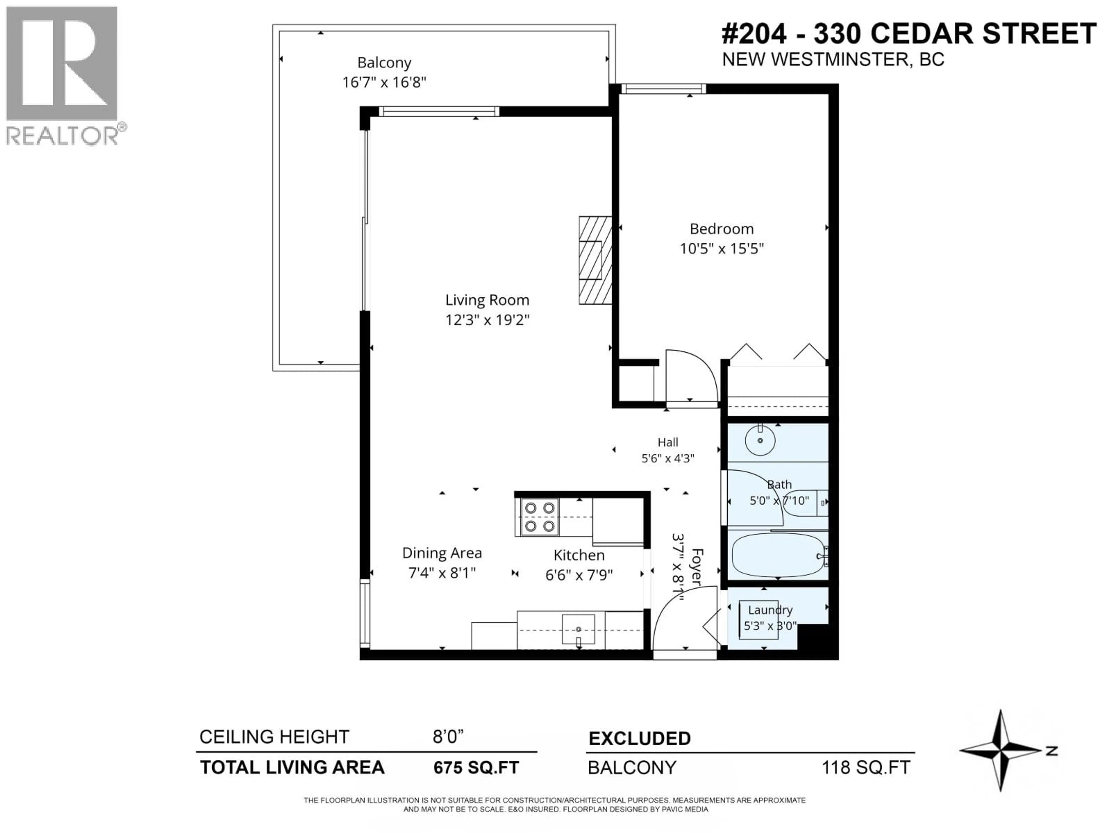 Floor plan for 204 - 330 CEDAR STREET, New Westminster British Columbia V3L3P1