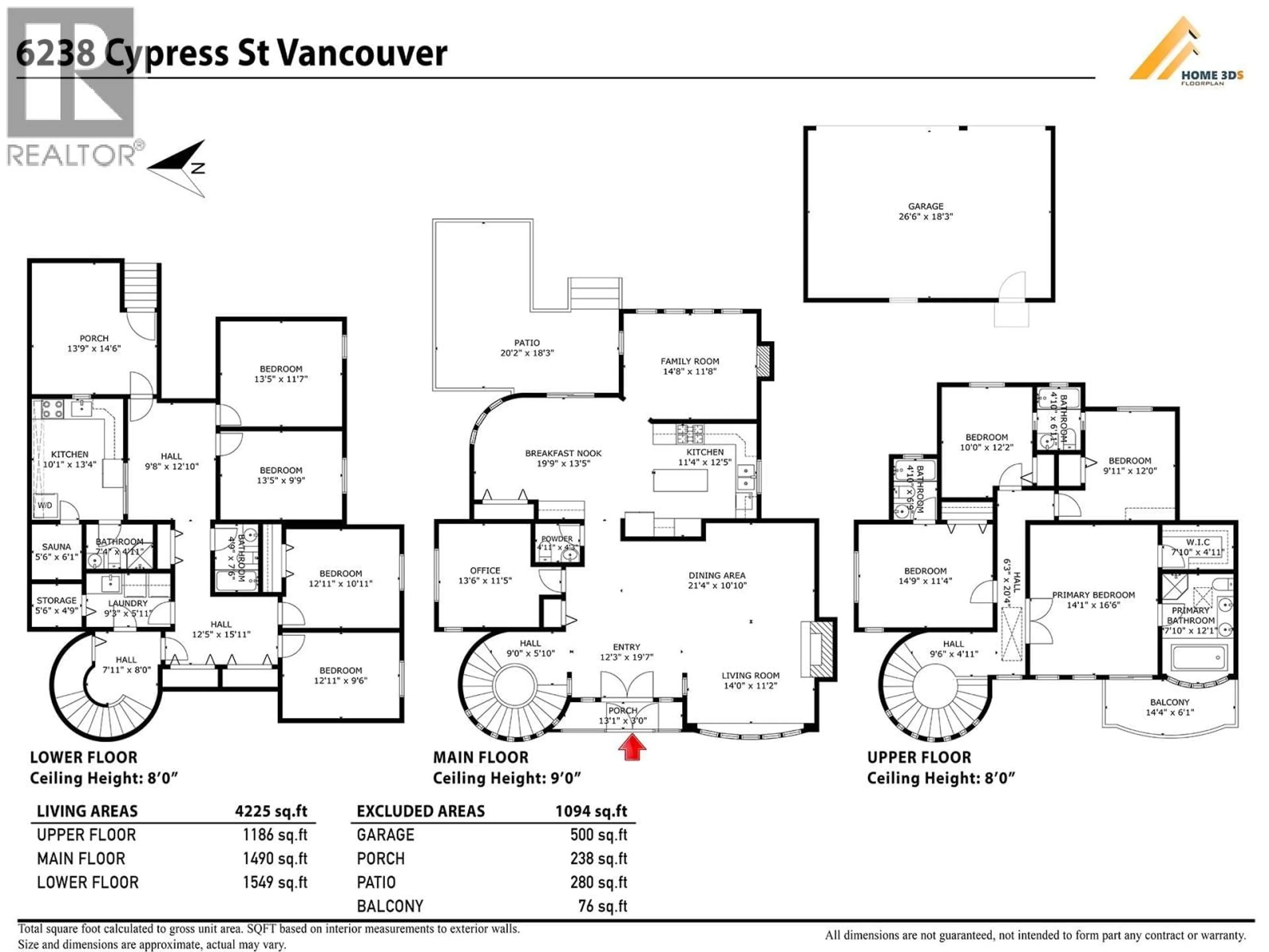Floor plan for 6238 CYPRESS STREET, Vancouver British Columbia V6M3S2