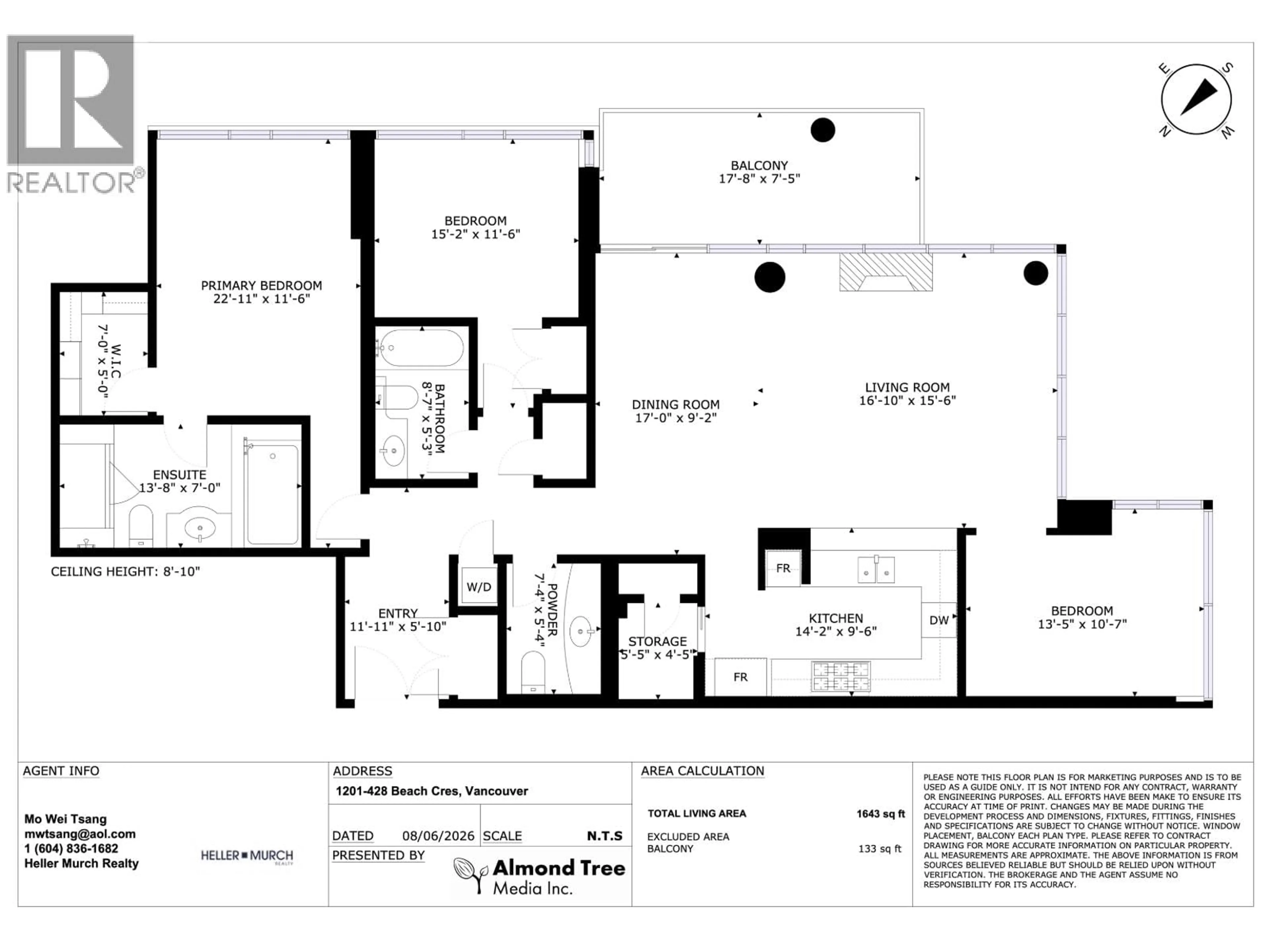 Floor plan for 1201 - 428 BEACH CRESCENT, Vancouver British Columbia V6Z3G1