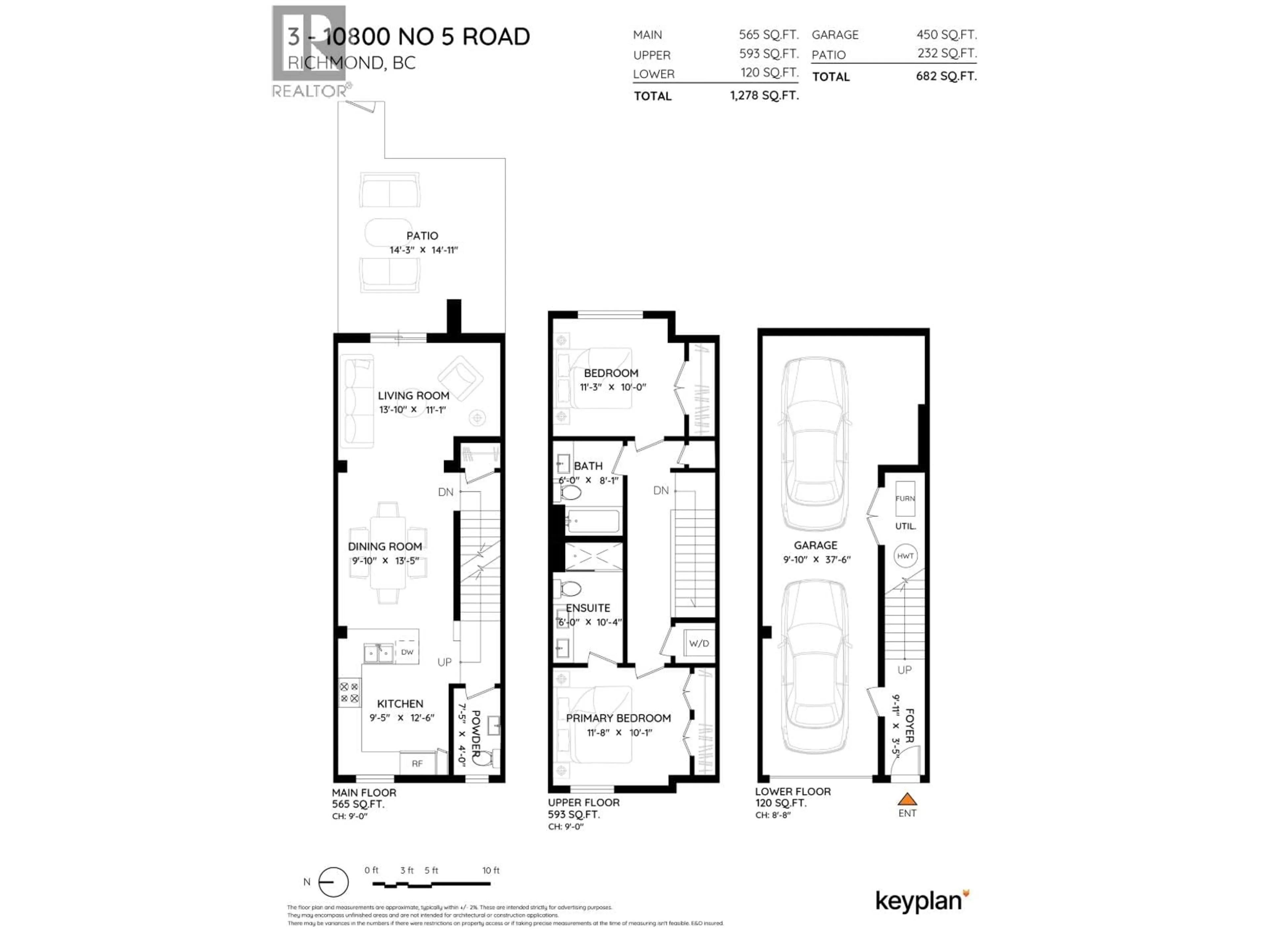 Floor plan for 3 - 10800 NO. 5 ROAD, Richmond British Columbia V6W0C2