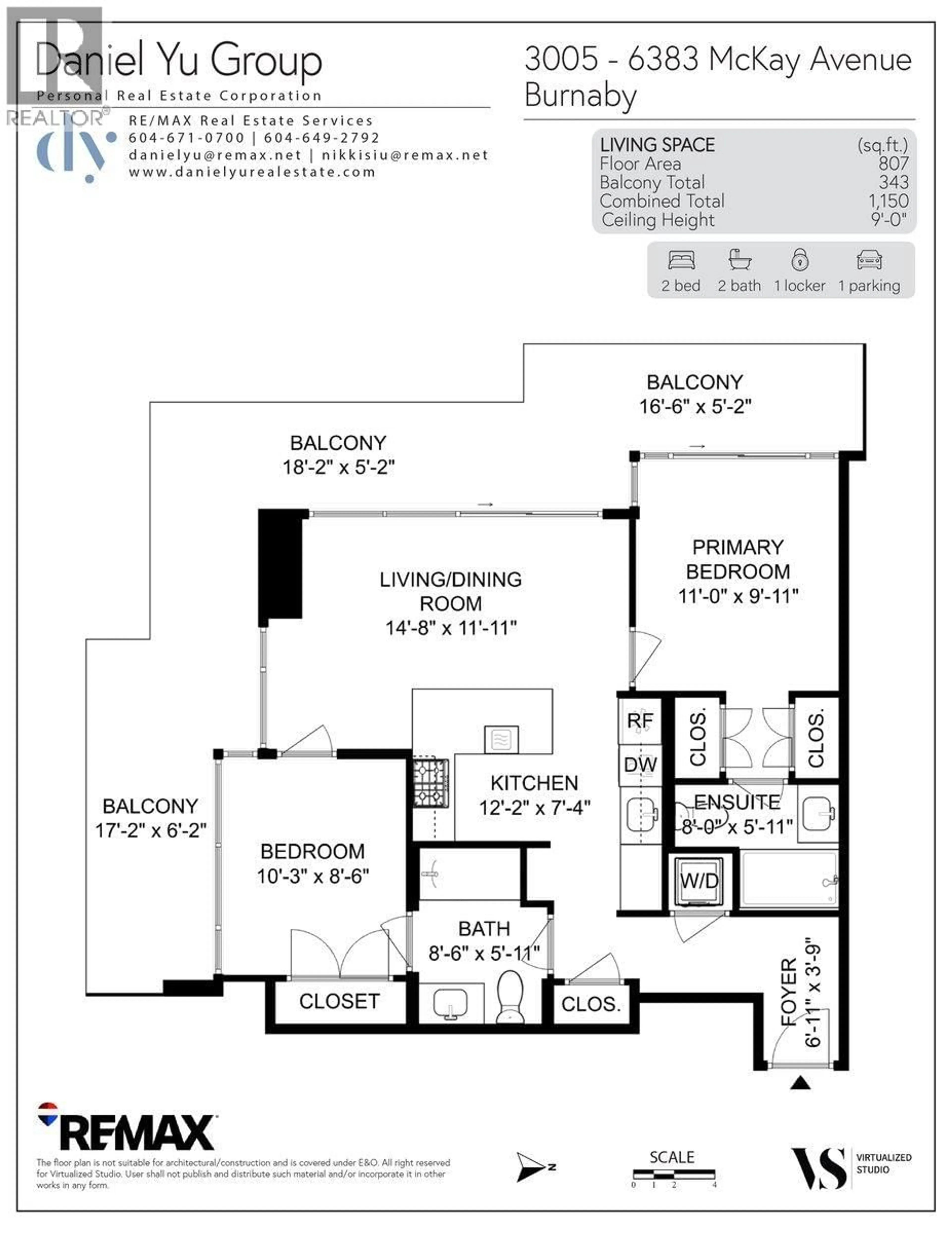 Floor plan for 3005 - 6383 MCKAY AVENUE, Burnaby British Columbia V5H0H8