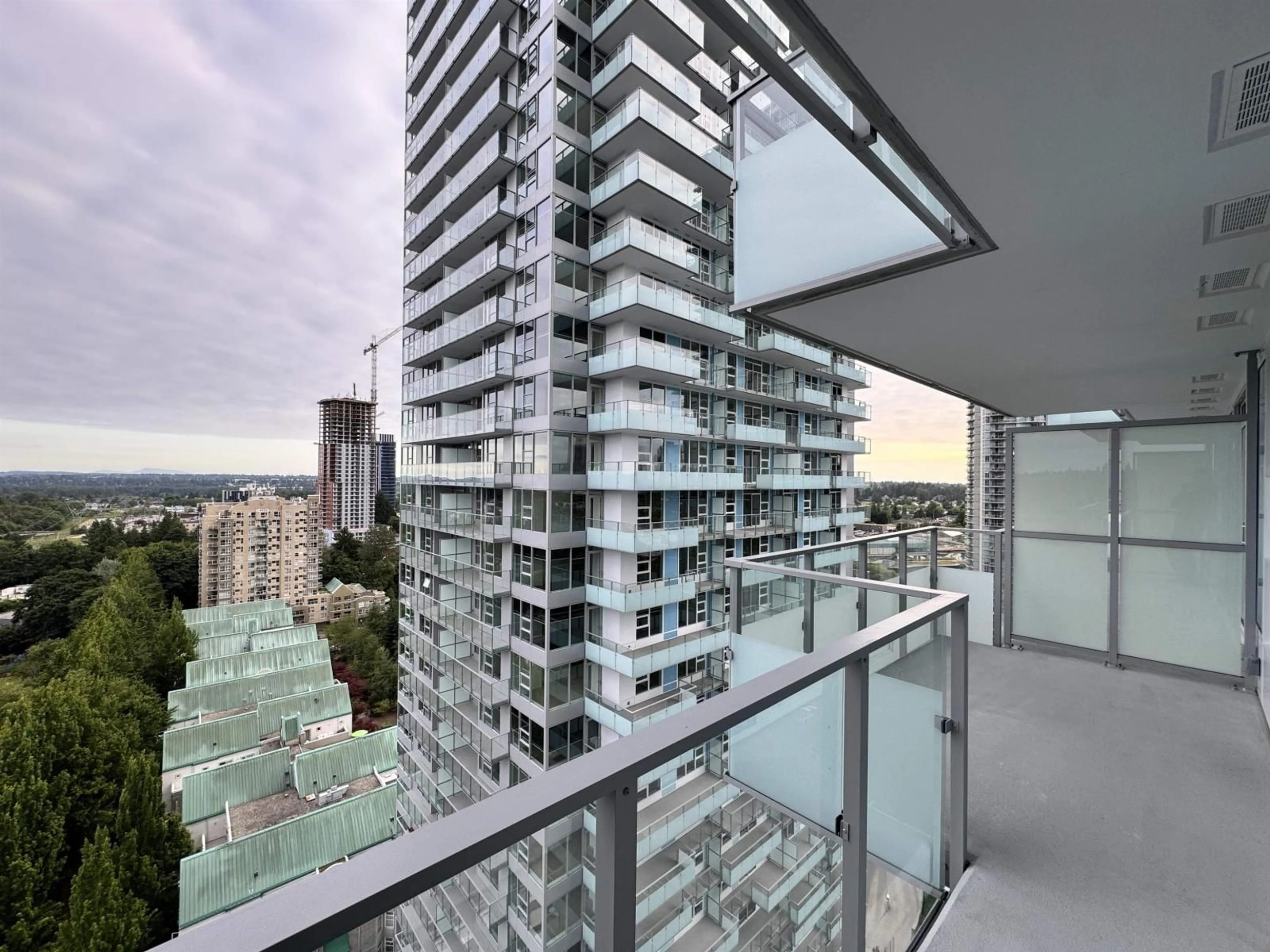 Balcony in the apartment, city buildings view from balcony for 1805 - 13778 100 AVENUE, Surrey British Columbia V3T0V3