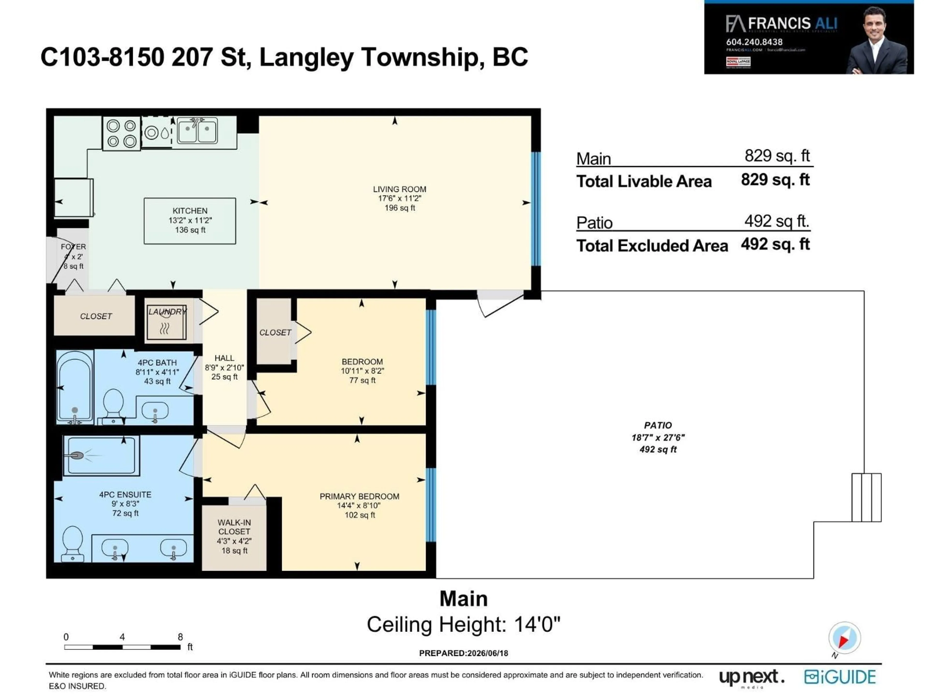 Floor plan for C103 - 8150 207 STREET, Langley British Columbia V2Y4J3