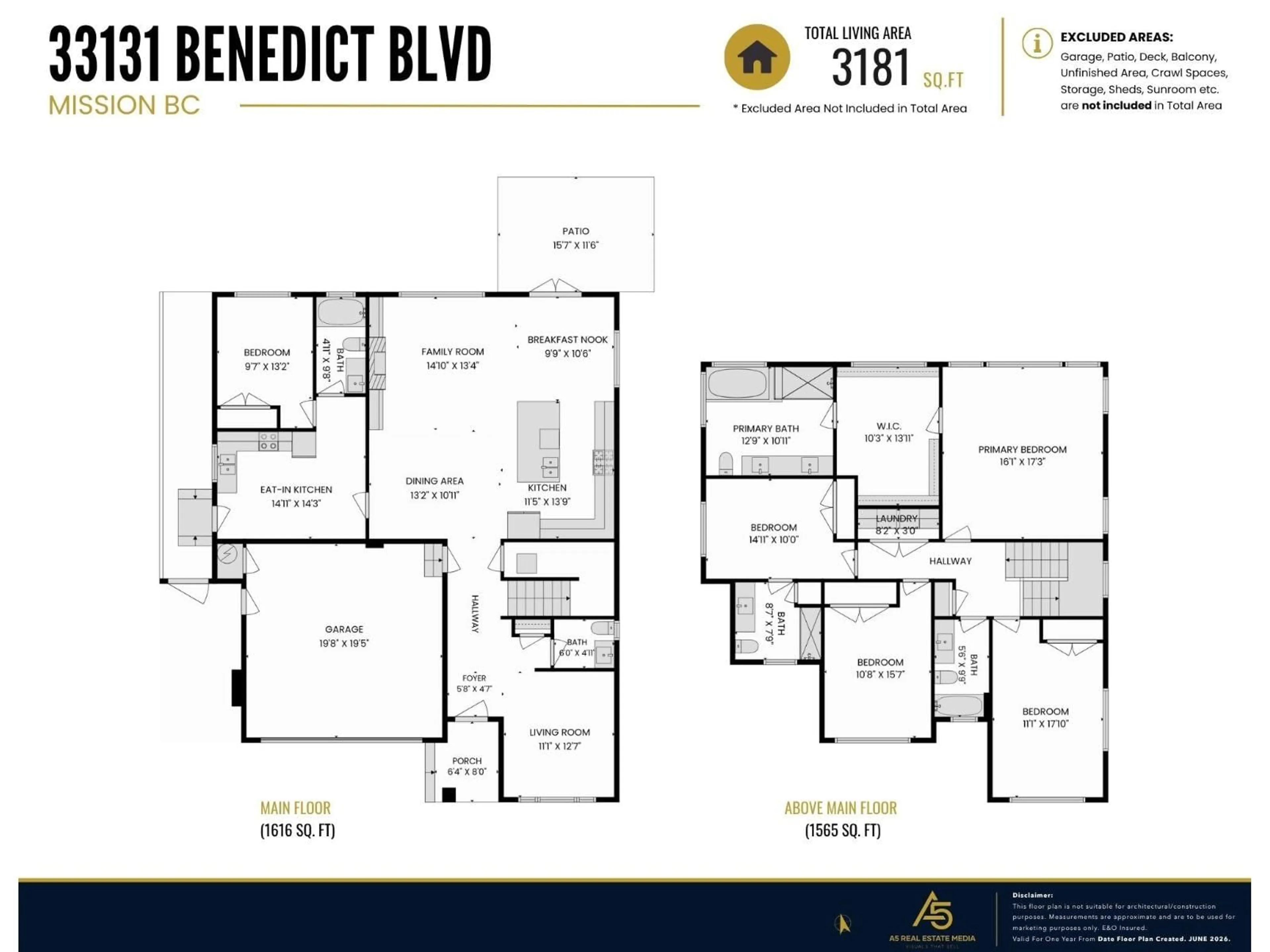 Floor plan for 33131 BENEDICT BOULEVARD, Mission British Columbia V2V0H1