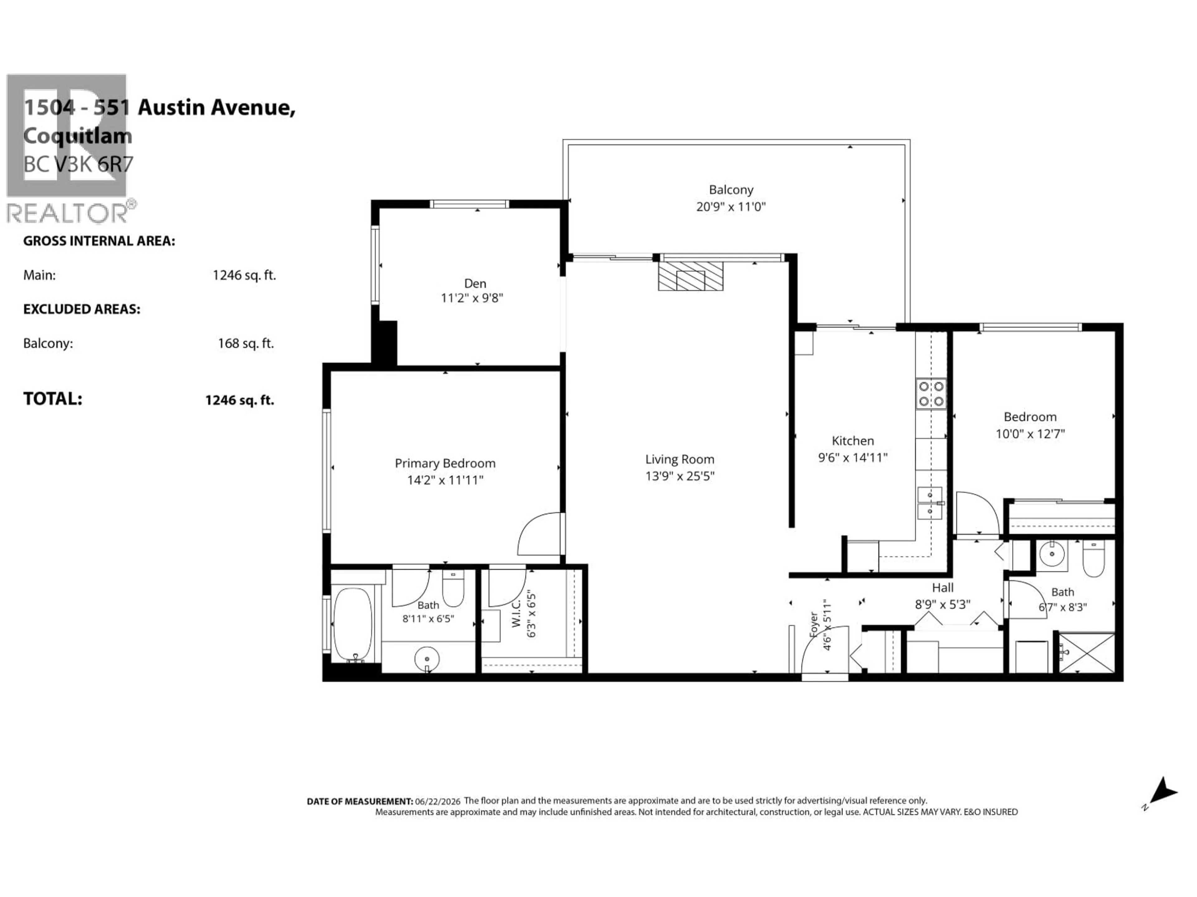Floor plan for 1504 - 551 AUSTIN AVENUE, Coquitlam British Columbia V3K6R7